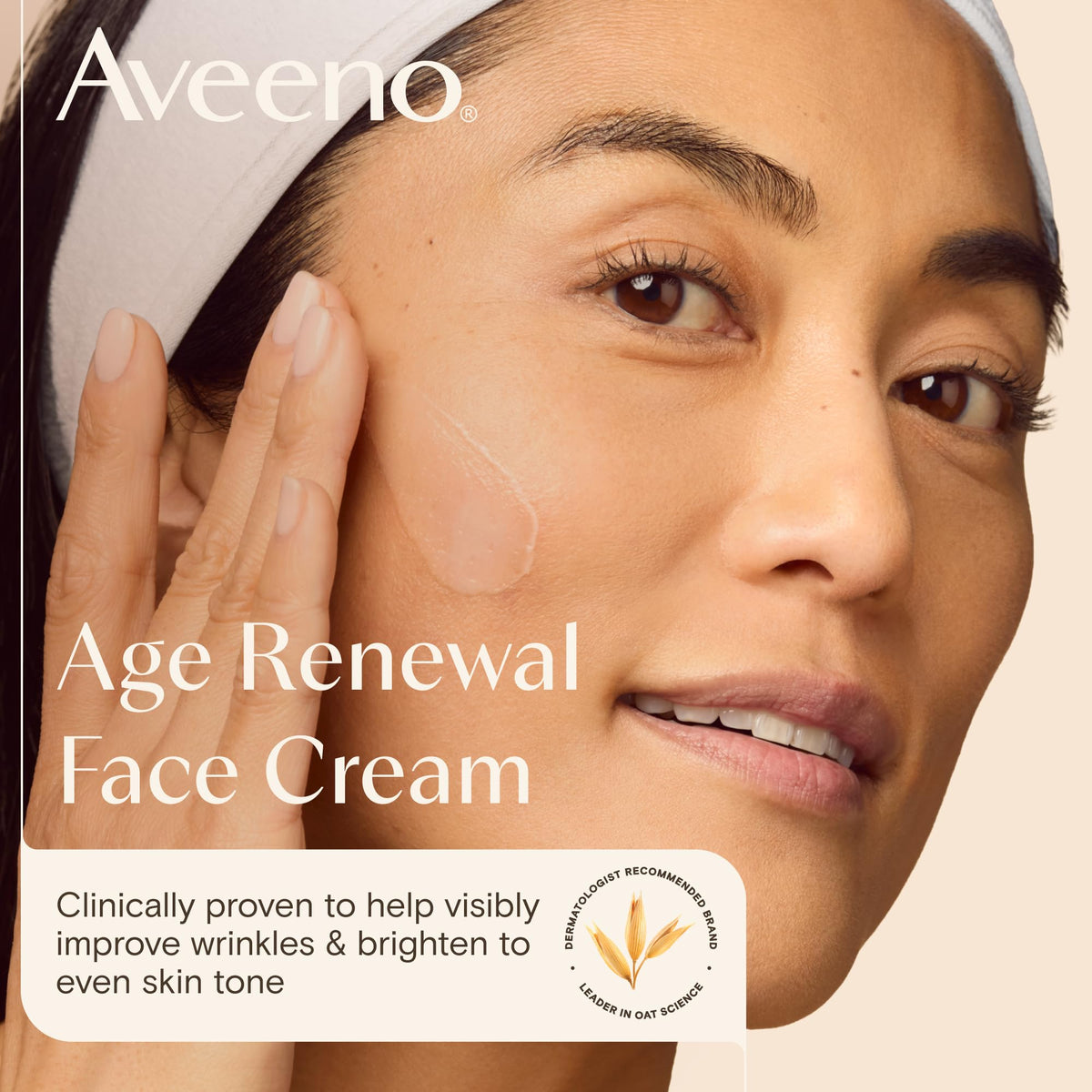 Aveeno Age Renewal Face Cream - Oat + Retinol Alternative, 24hr Hydration, For Sensitive Skin | 50ml