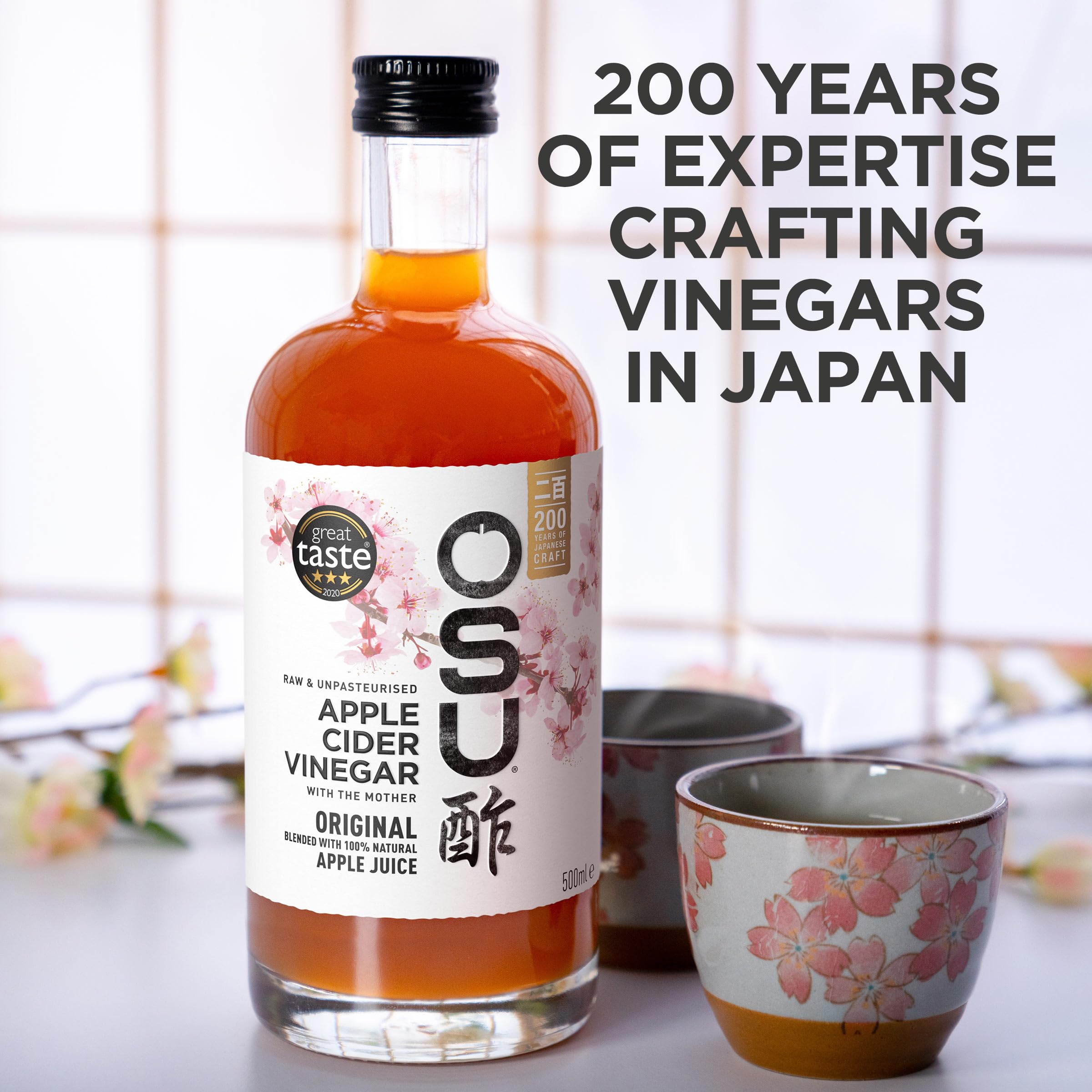 OSU Apple Cider Vinegar with The Mother & Apple Juice - Raw, Unpasteurised, Vegan Certified - 500 ml