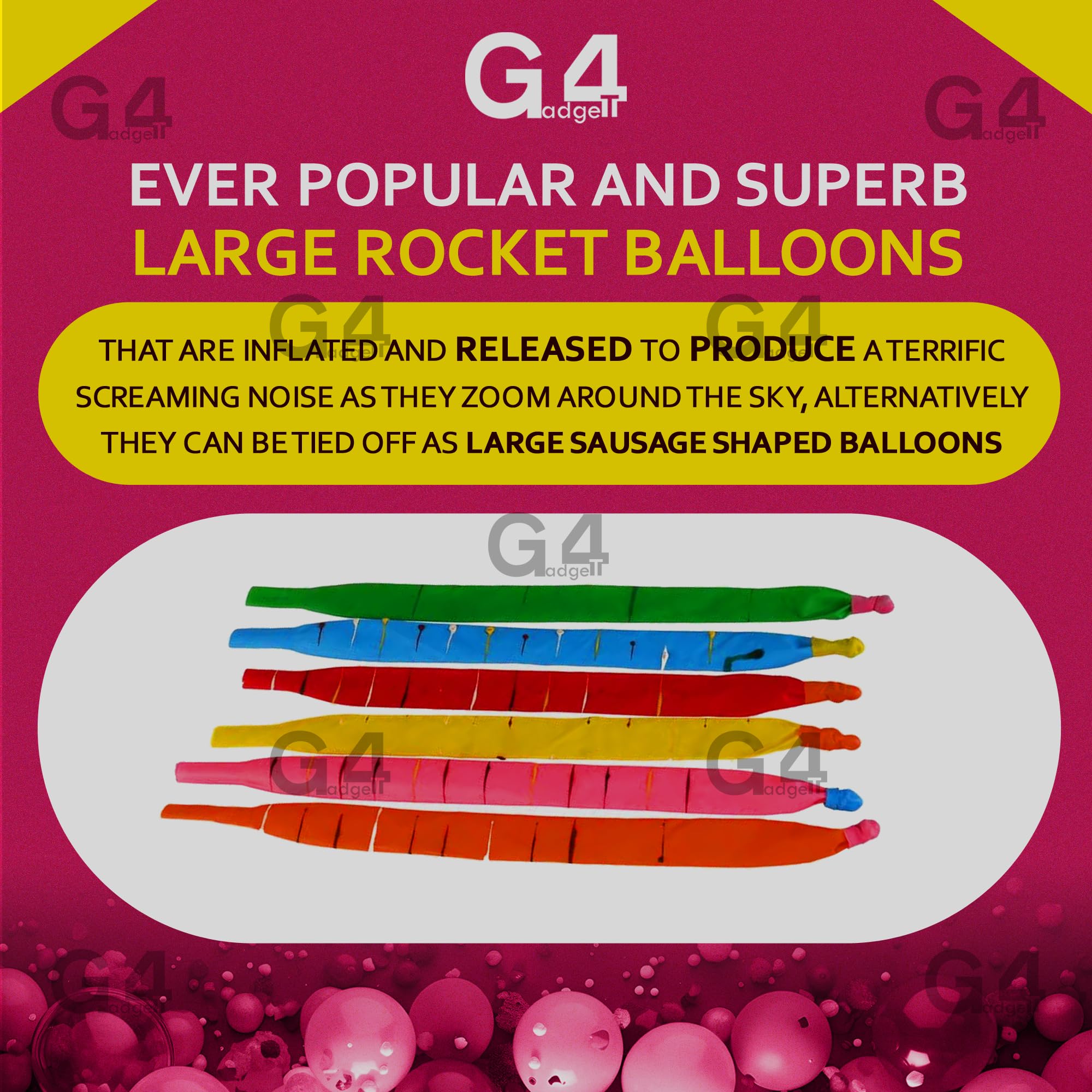 G4GADGET 15 Rocket Balloons - Screaming Flying Balloons for Birthday Parties & Events 2