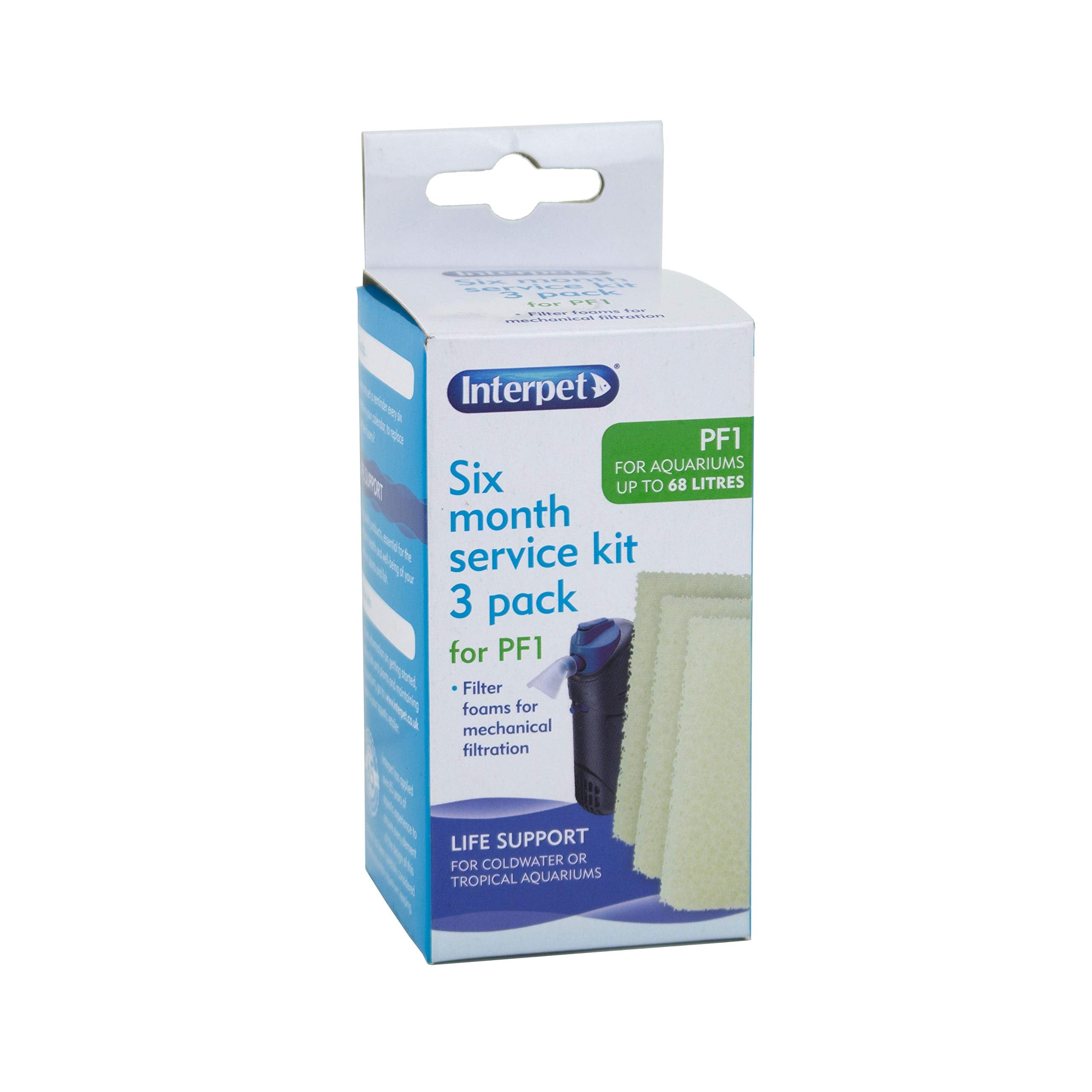 Interpet Replacement Plain Foams for PF1 Power Filter - 3 Pack | Removes Particulate Waste | 6 Month Supply