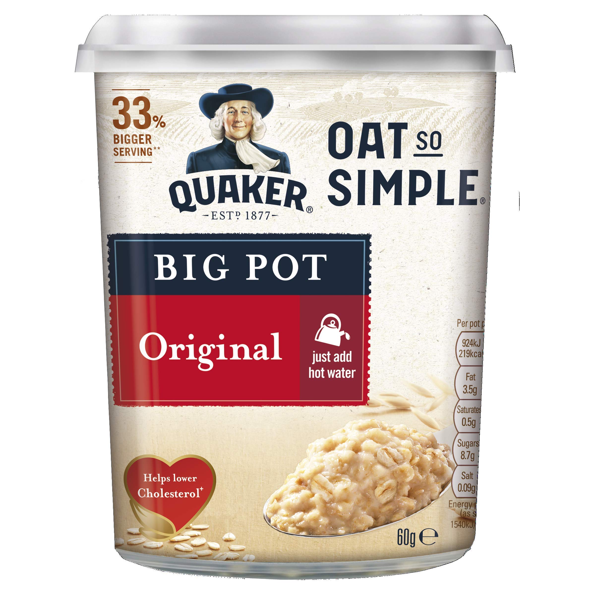 Quaker Oat So Simple Original Porridge Big Pot 60 g (Pack of 8) 5