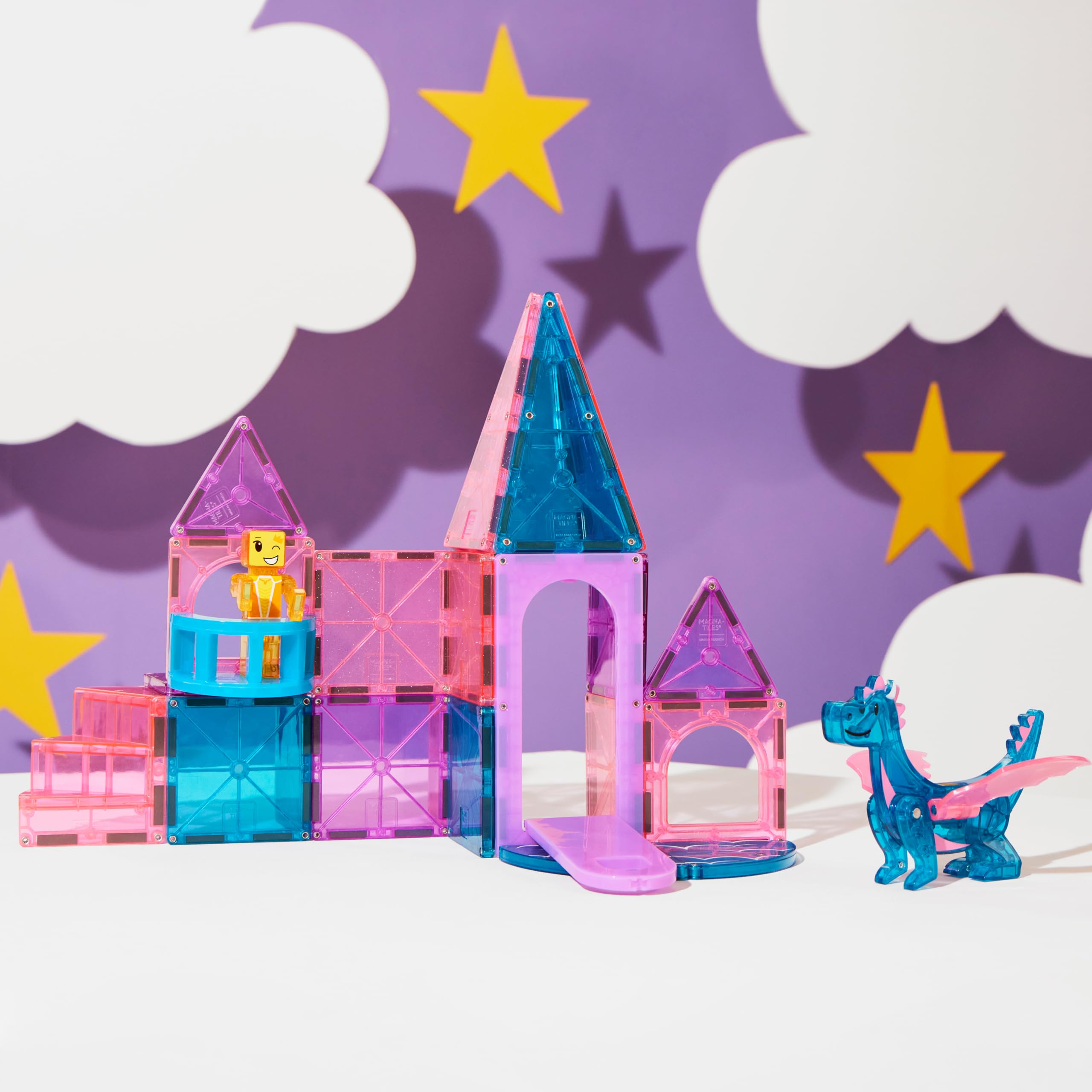 Magna-Tiles Castle 25-Piece Magnetic Construction Set - Drawbridge & Dragon Figures for Ages 3+ 3