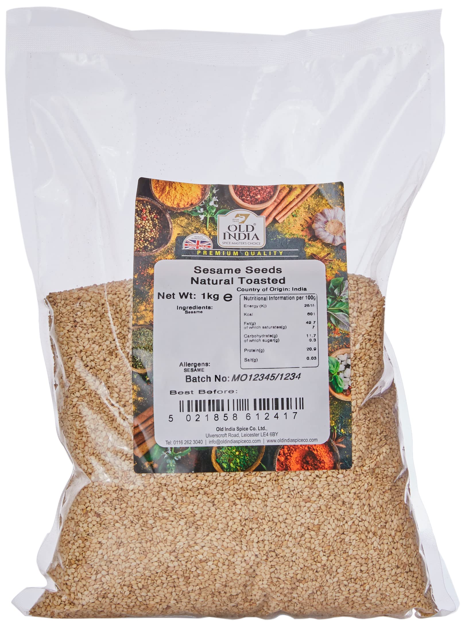 Old India Natural Toasted Sesame Seeds | 1kg Bag | Additive & GMO Free 1