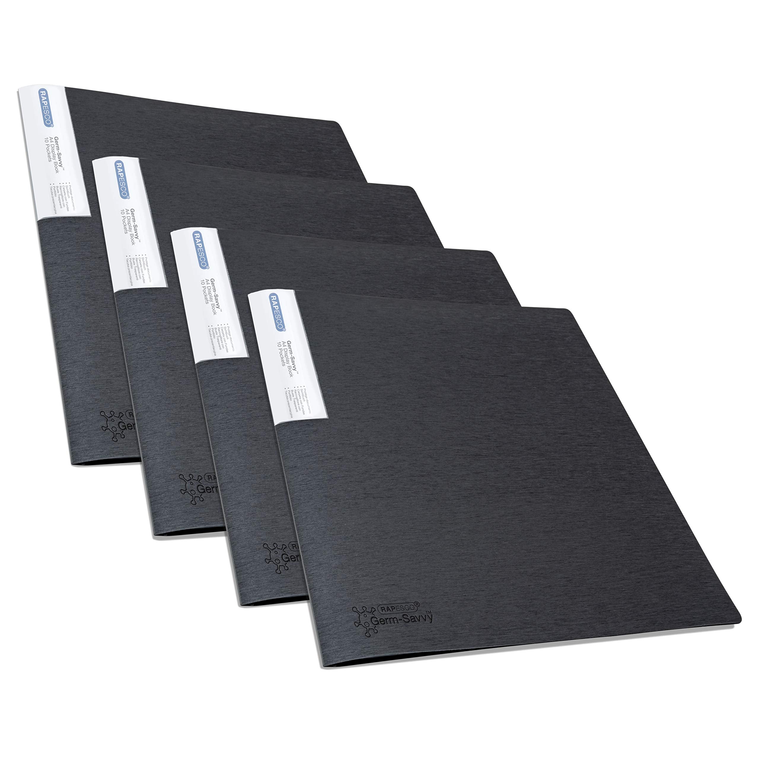 RAPESCO Germ-Savvy Presentation Book - 10 Pockets | A4 | Black