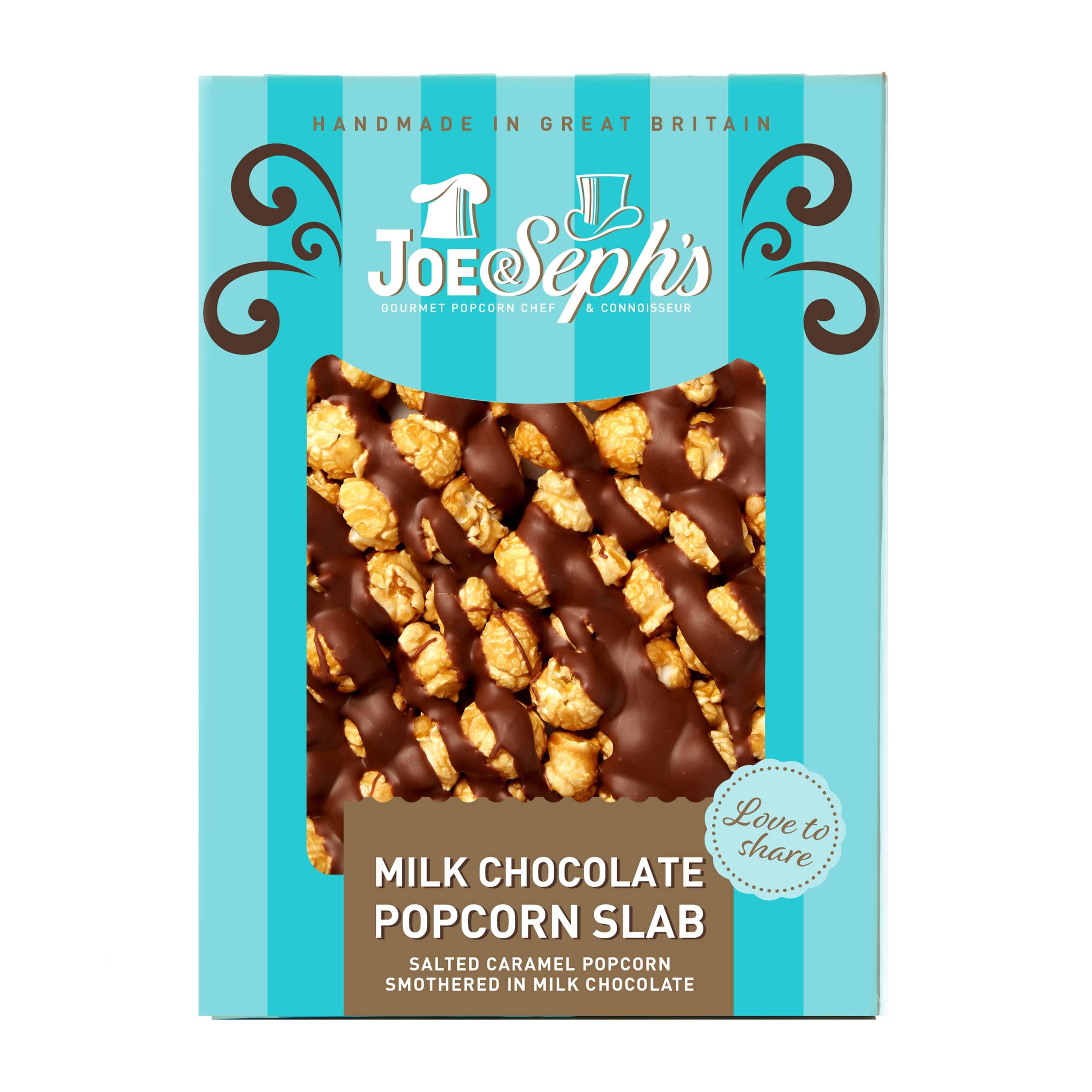 Joe & Seph's Milk Chocolate Salted Caramel Popcorn Slab - 115g | Handmade Gourmet Snack 1