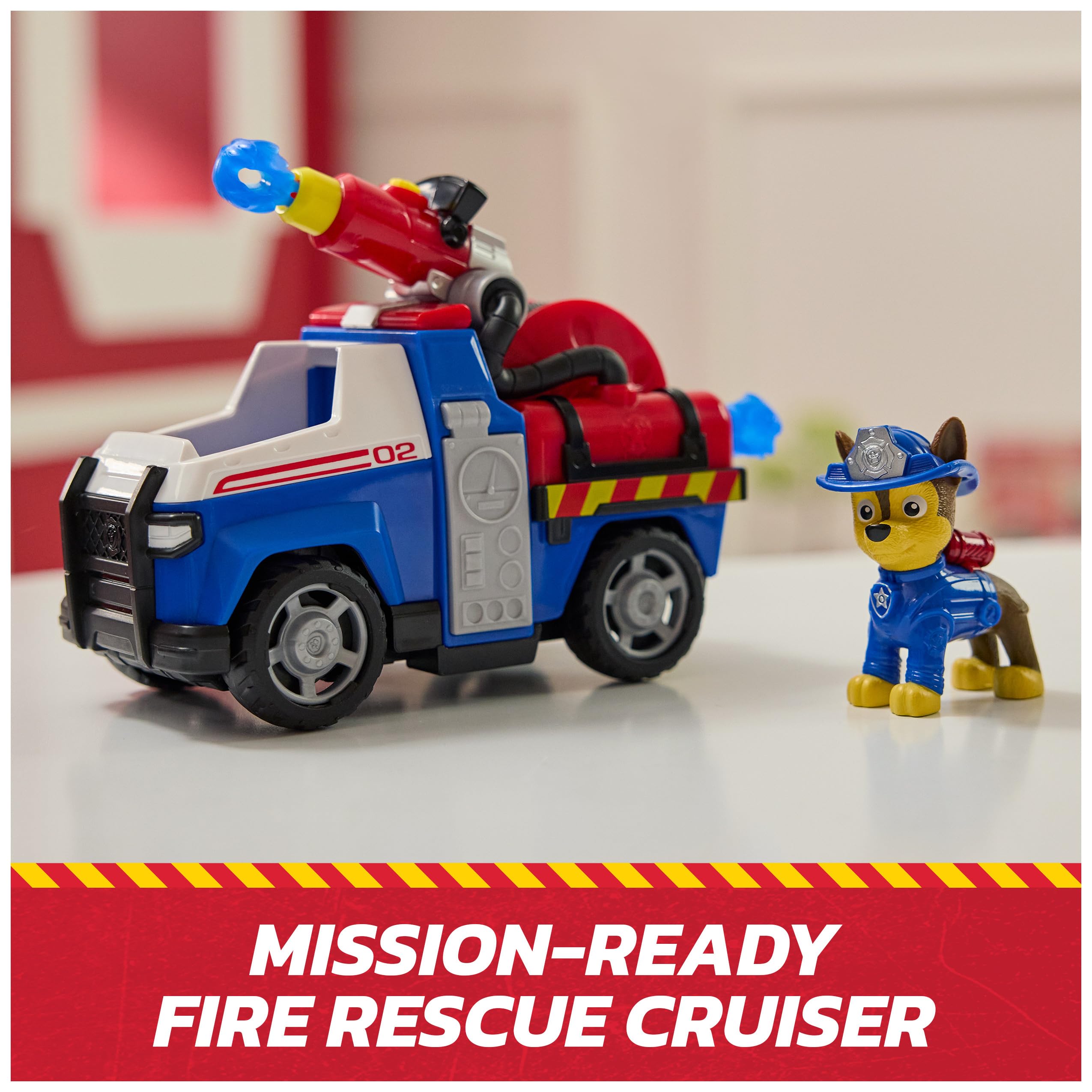 Paw Patrol Chase Rescue Fire Cruiser Truck with Figure, Launcher, and 2 Projectiles | Ages 3+ 3