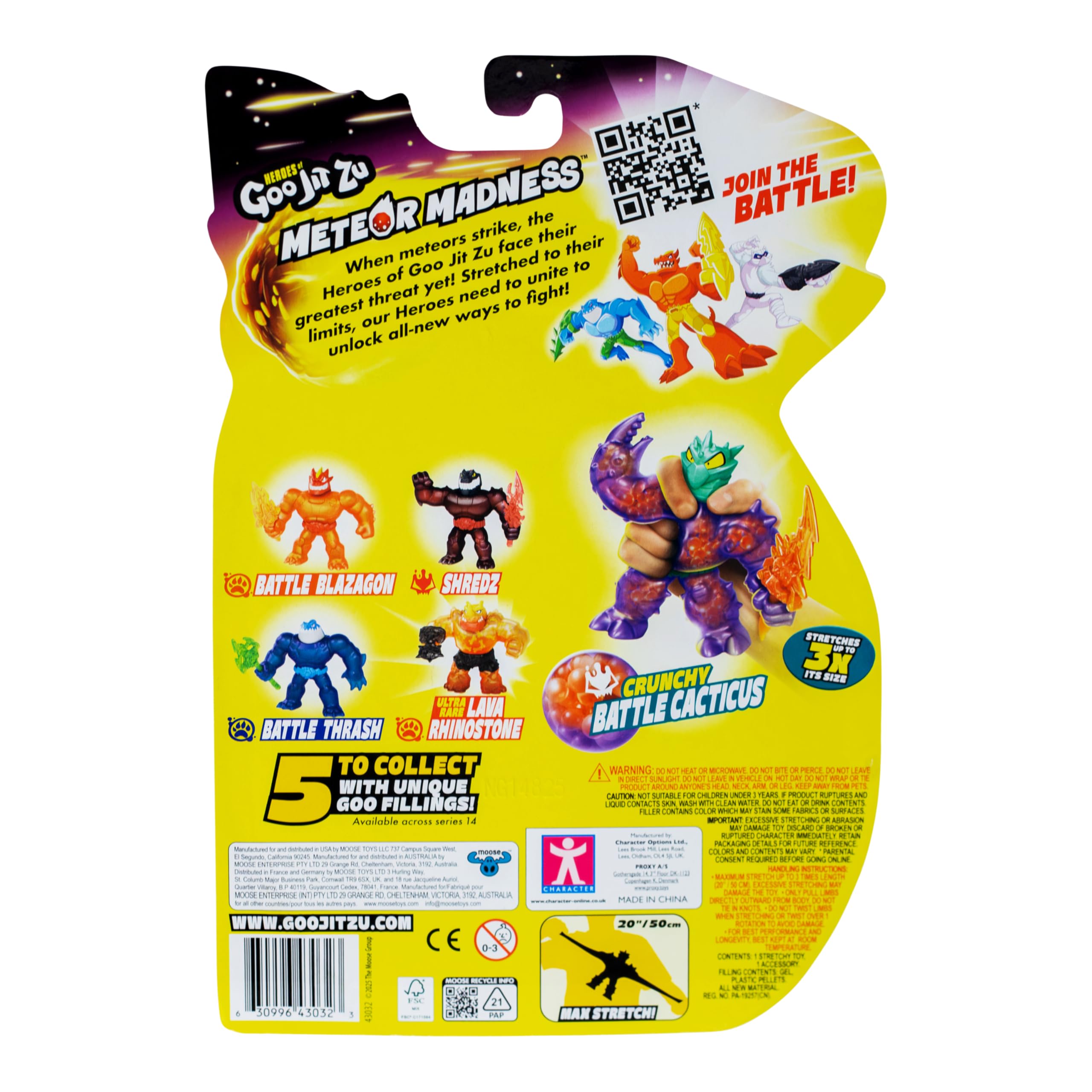 Heroes of Goo Jit Zu Meteor Madness Battle Cacticus Action Figure | Stretches 3x Size | Includes Thunder Spear 6