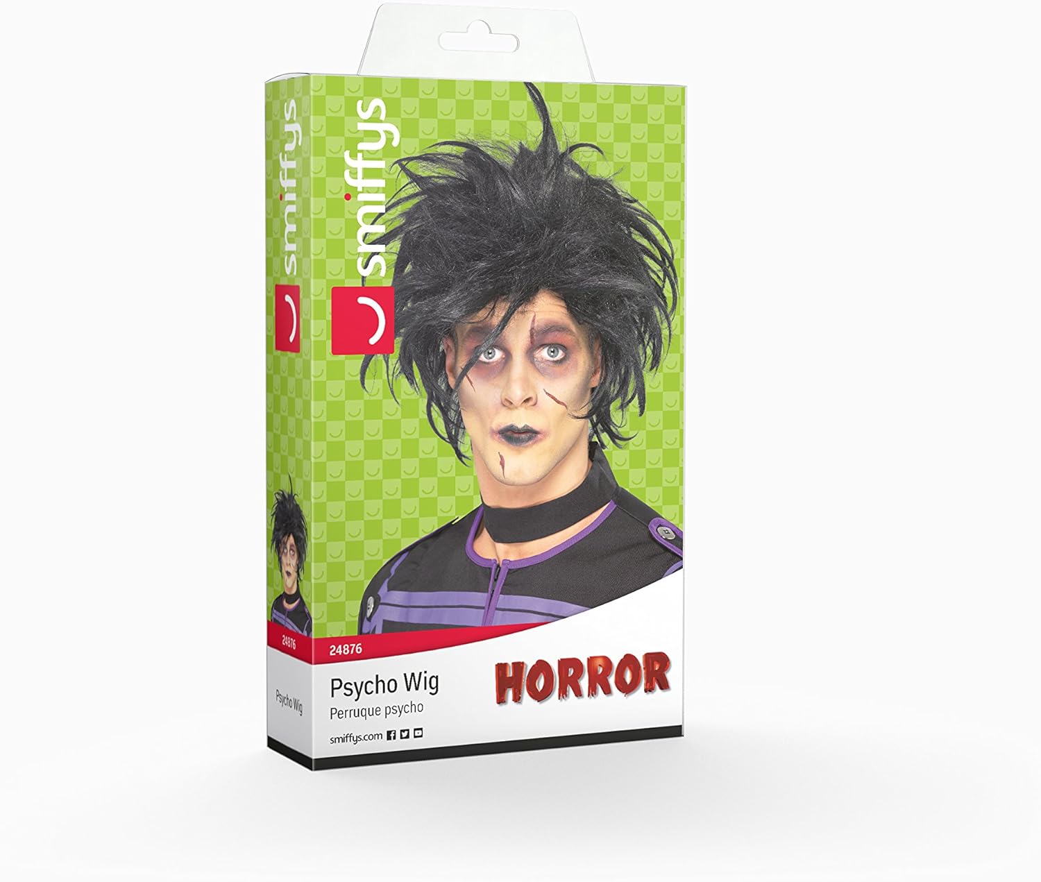 Smiffys Men's Psycho Character Black Wacky Wig, One Size 2