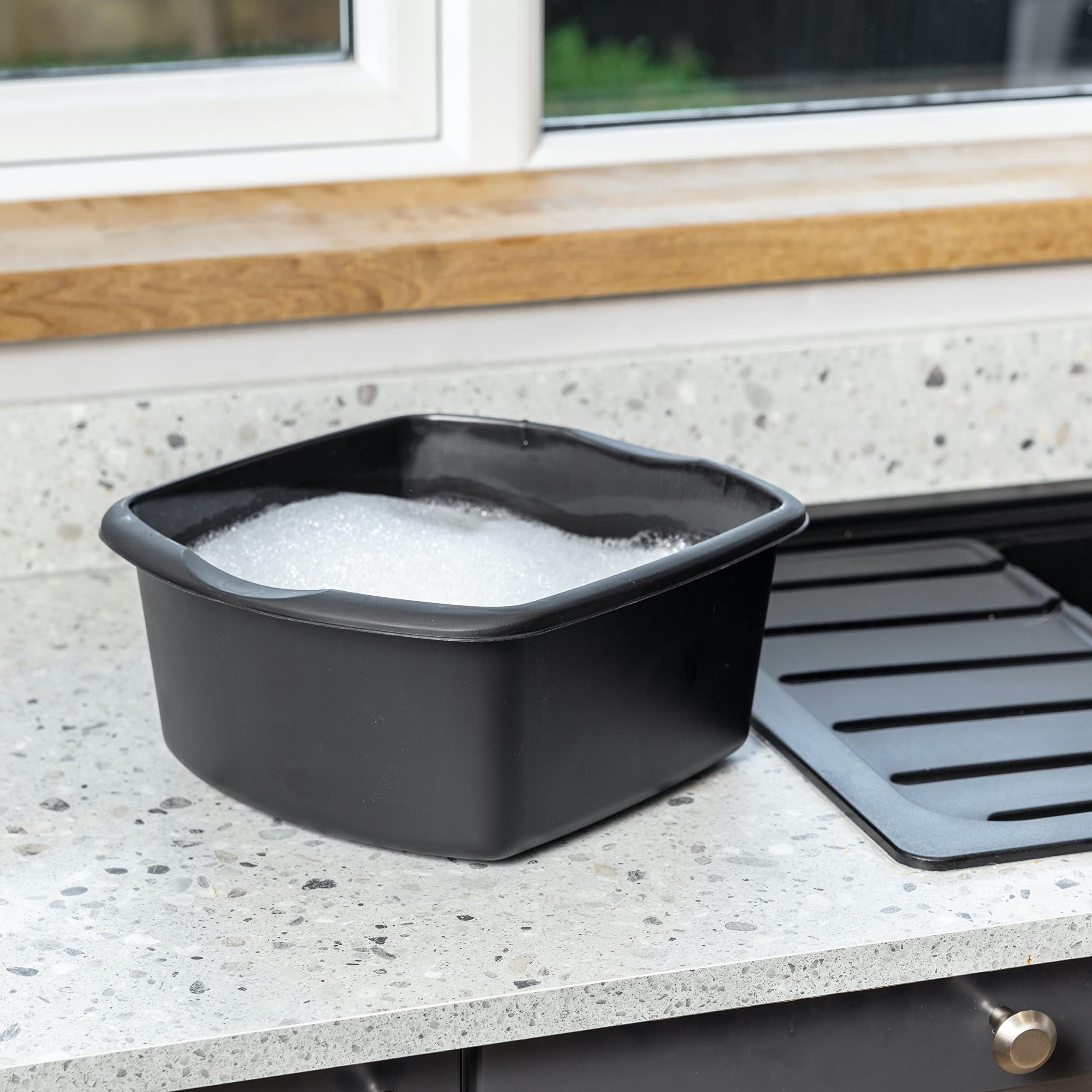 Addis - 8 Litre Small Rectangular Plastic Washing Up Bowl, Black 7