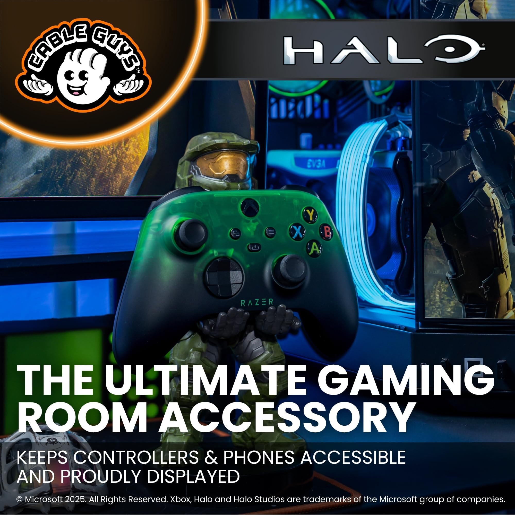 Cableguys Master Chief Infinite Controller & Phone Mount | 8.5in Tall | Black Plastic 3
