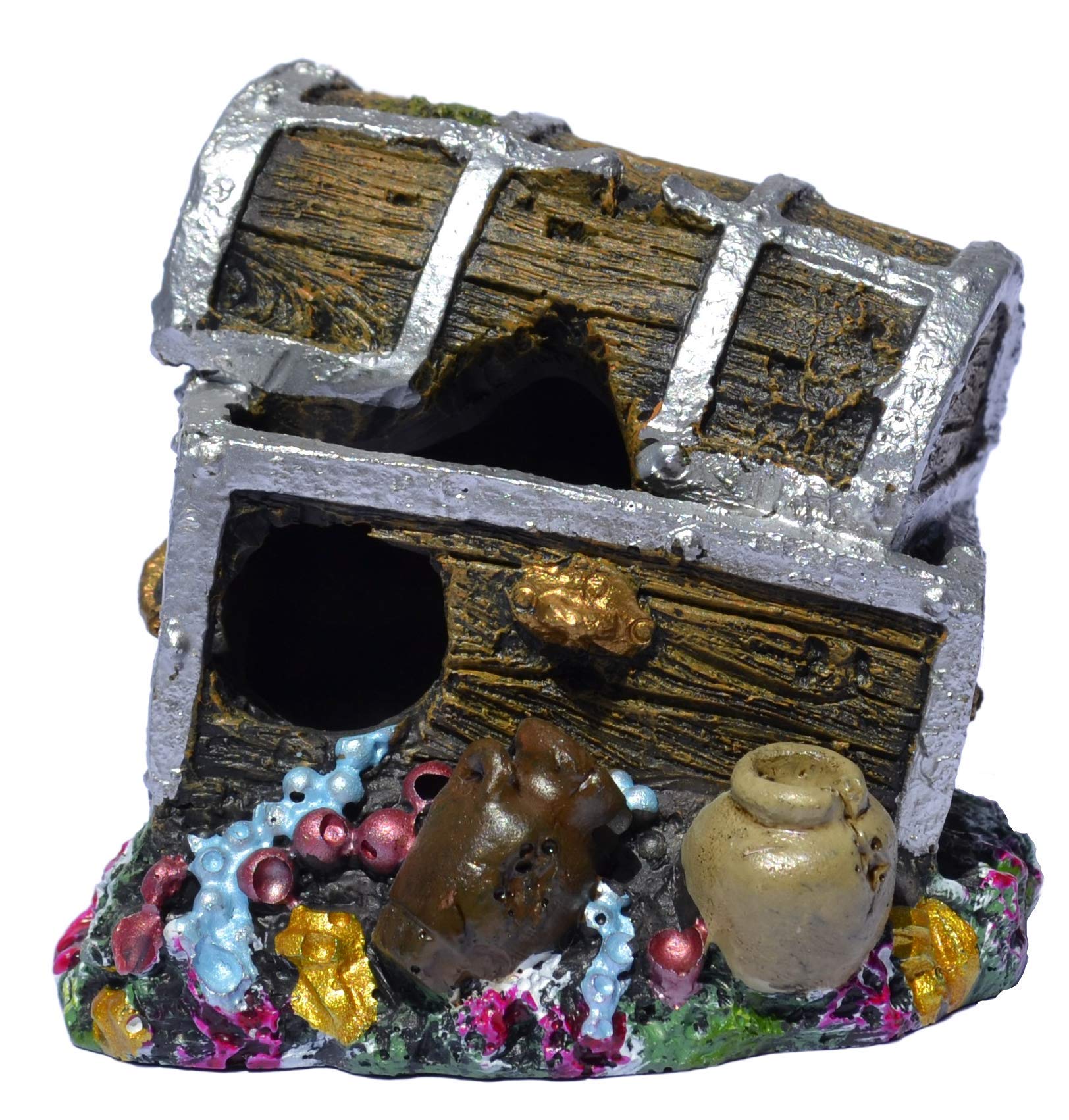 Supa Treasure Chest Aquarium Ornament | Non-Toxic Polyresin | Safe for Coldwater & Tropical Tanks | 6cm L x 7.5cm W x 6.5cm H 7