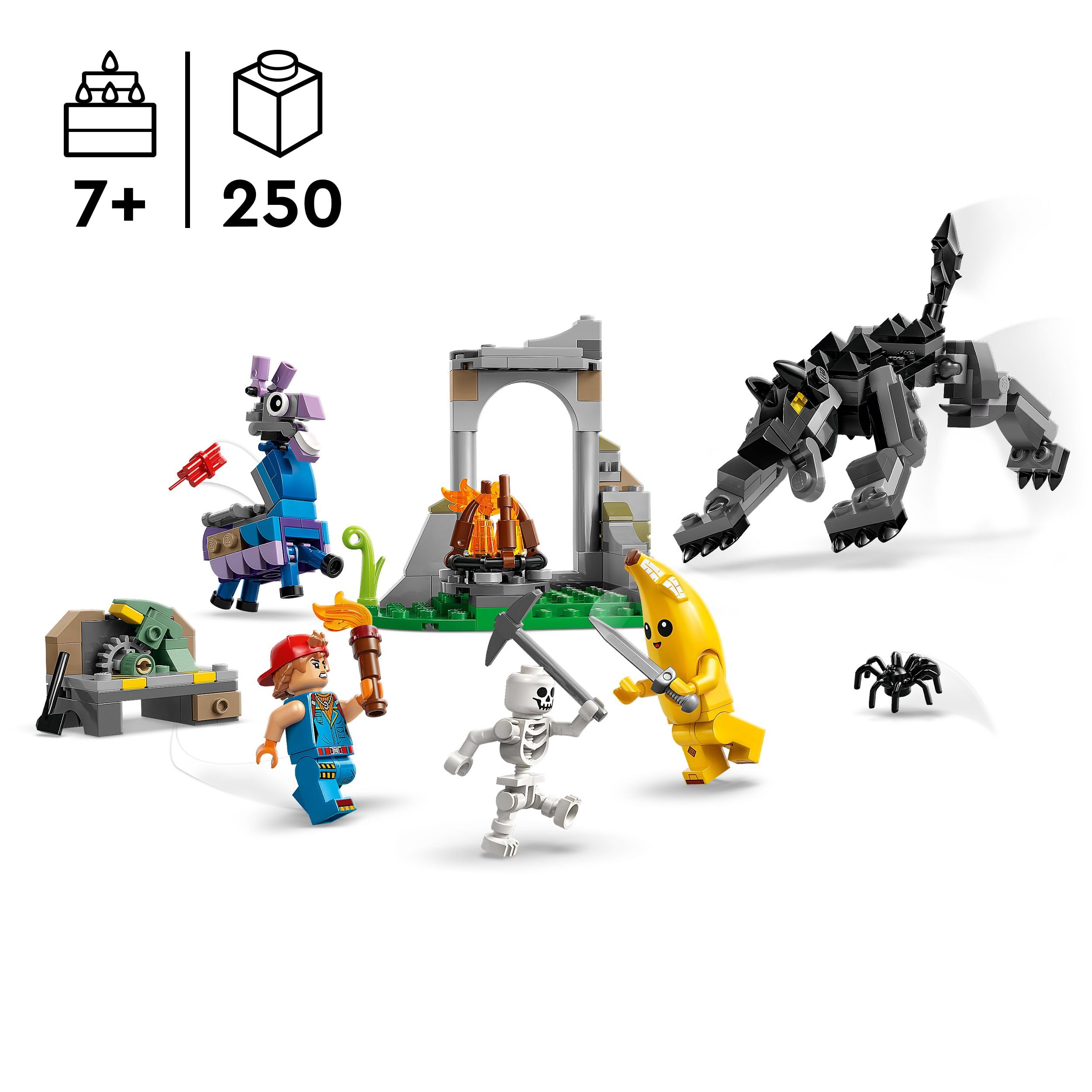 LEGO Fortnite Peely & Sparkplug’s Camp Building Set 77075 - Includes 3 Minifigures & Supply Llama Figure