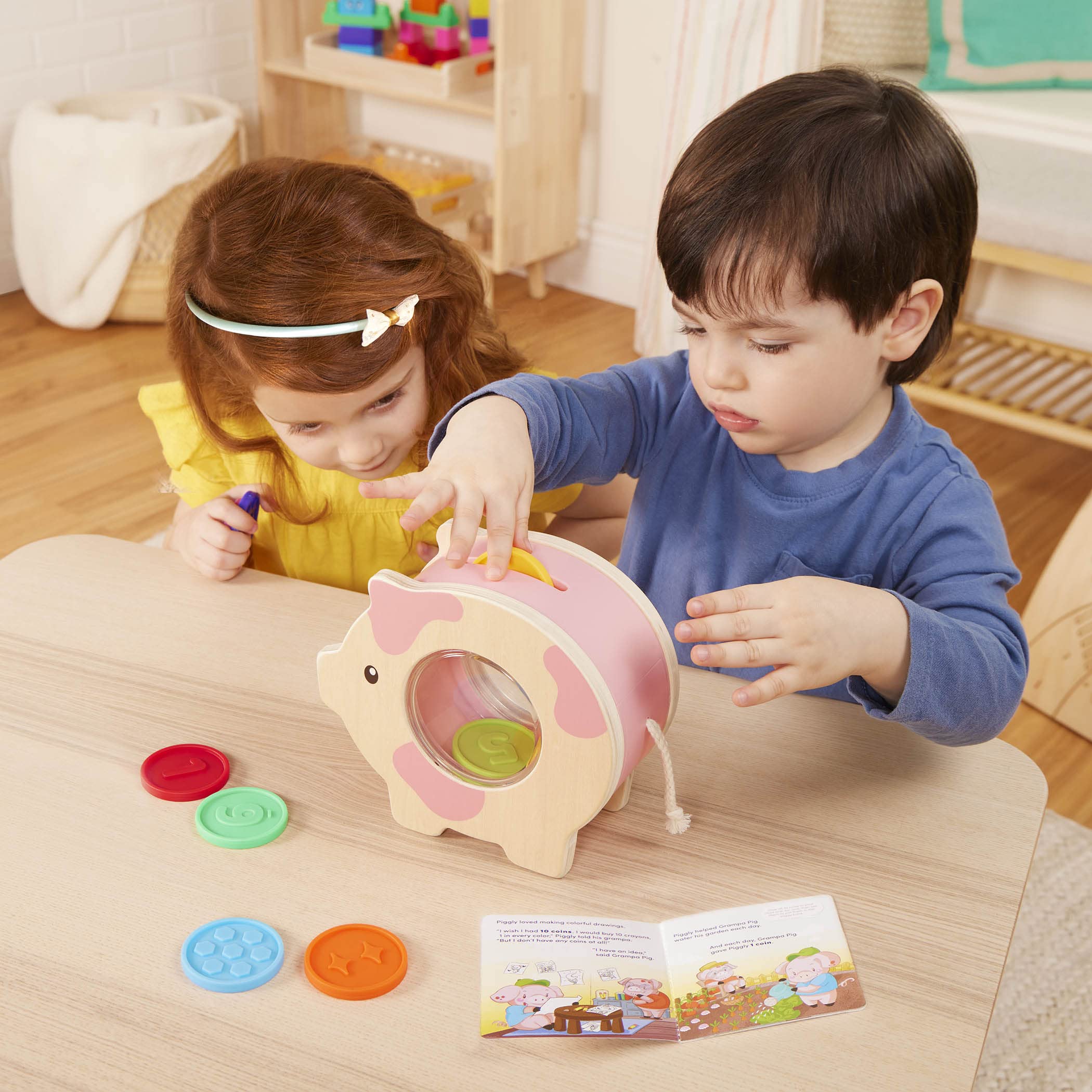 Battat Education Wooden Piggy Bank for Kids - Counting & Fine Motor Skills Toy | Ages 18M+ 8