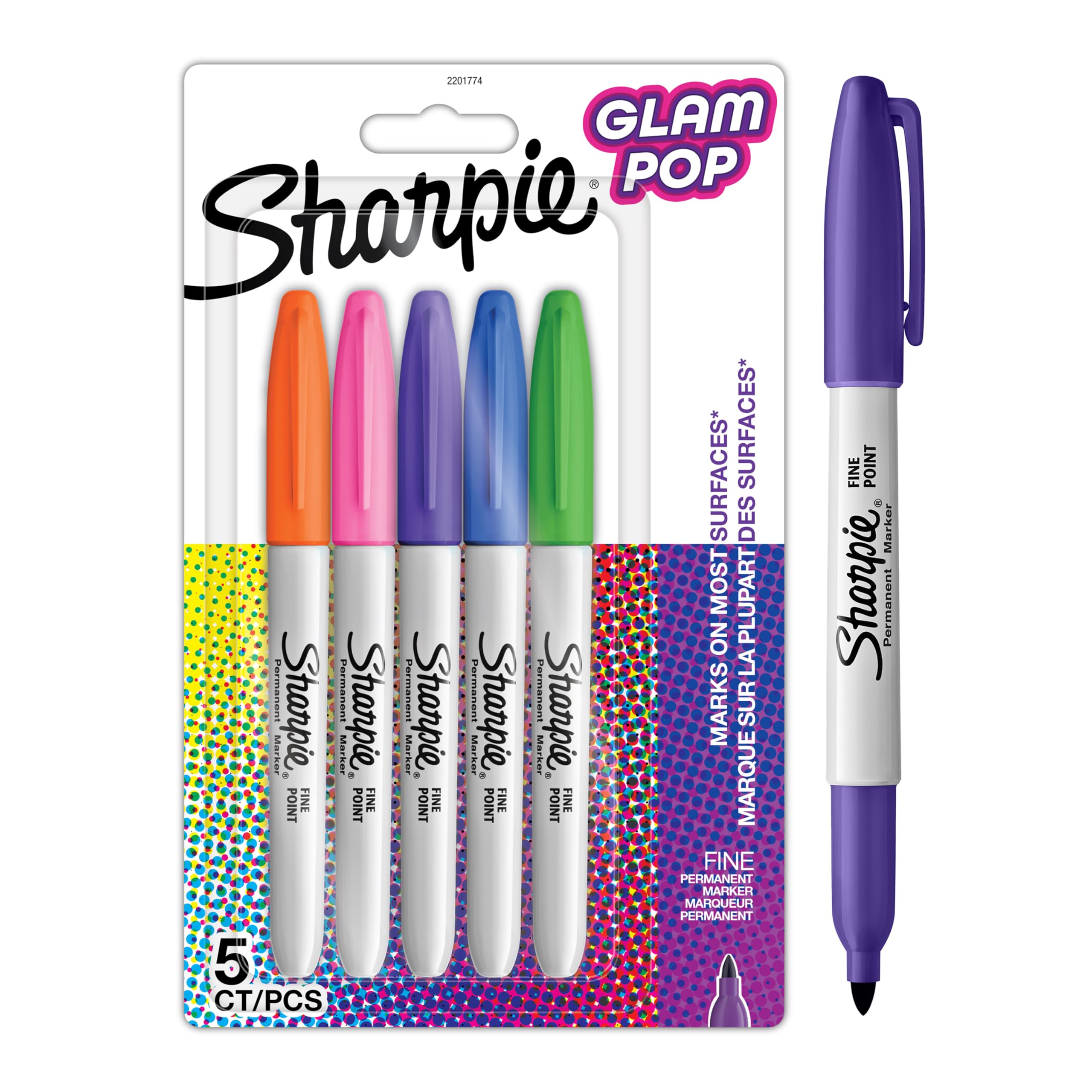 Sharpie Glam Pop Permanent Markers | Fine Point for Bold Details | Assorted 1