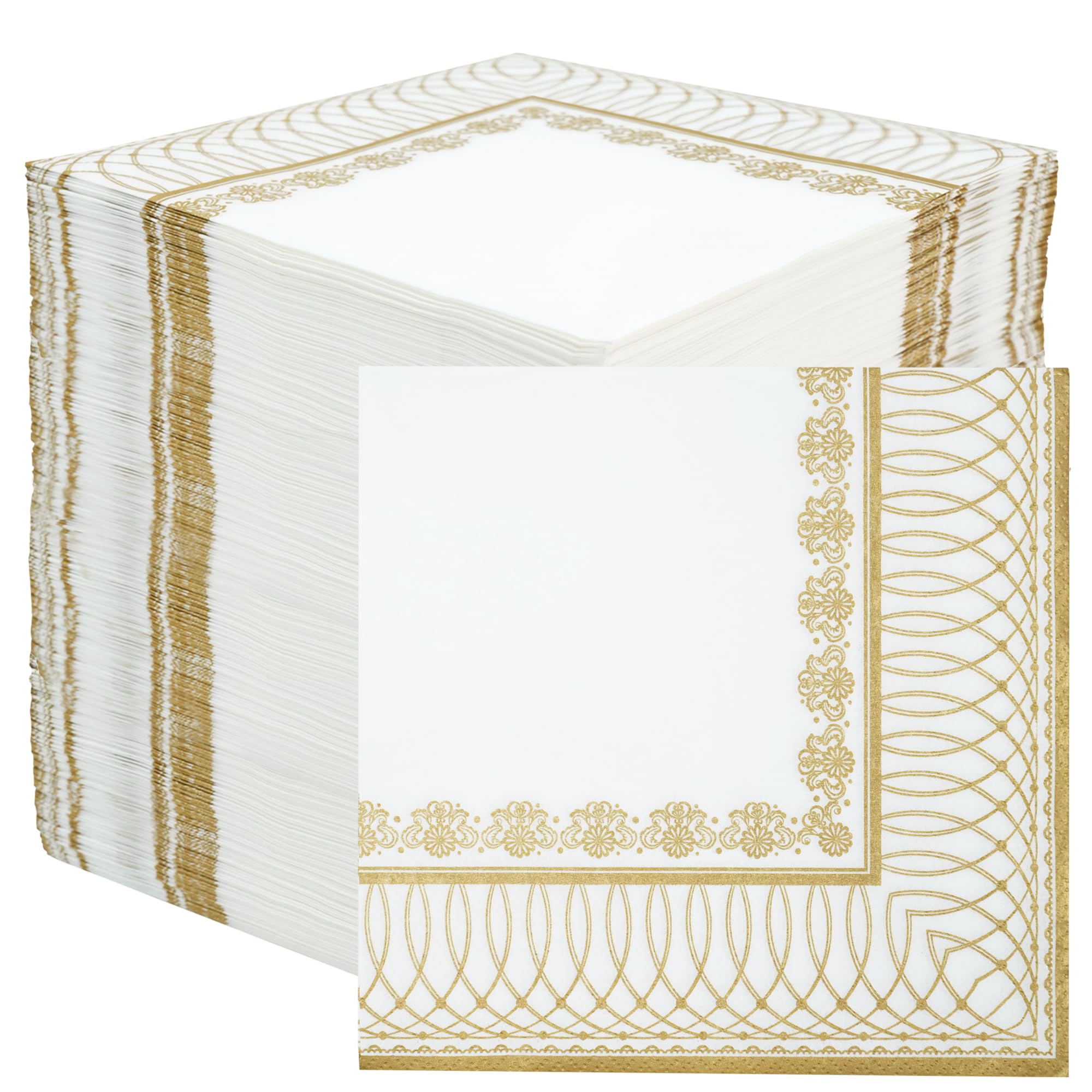 Talking Tables Soft Disposable Gold Paper Napkins - 100 Count, 2-Ply, 33cm Luncheon Size 1