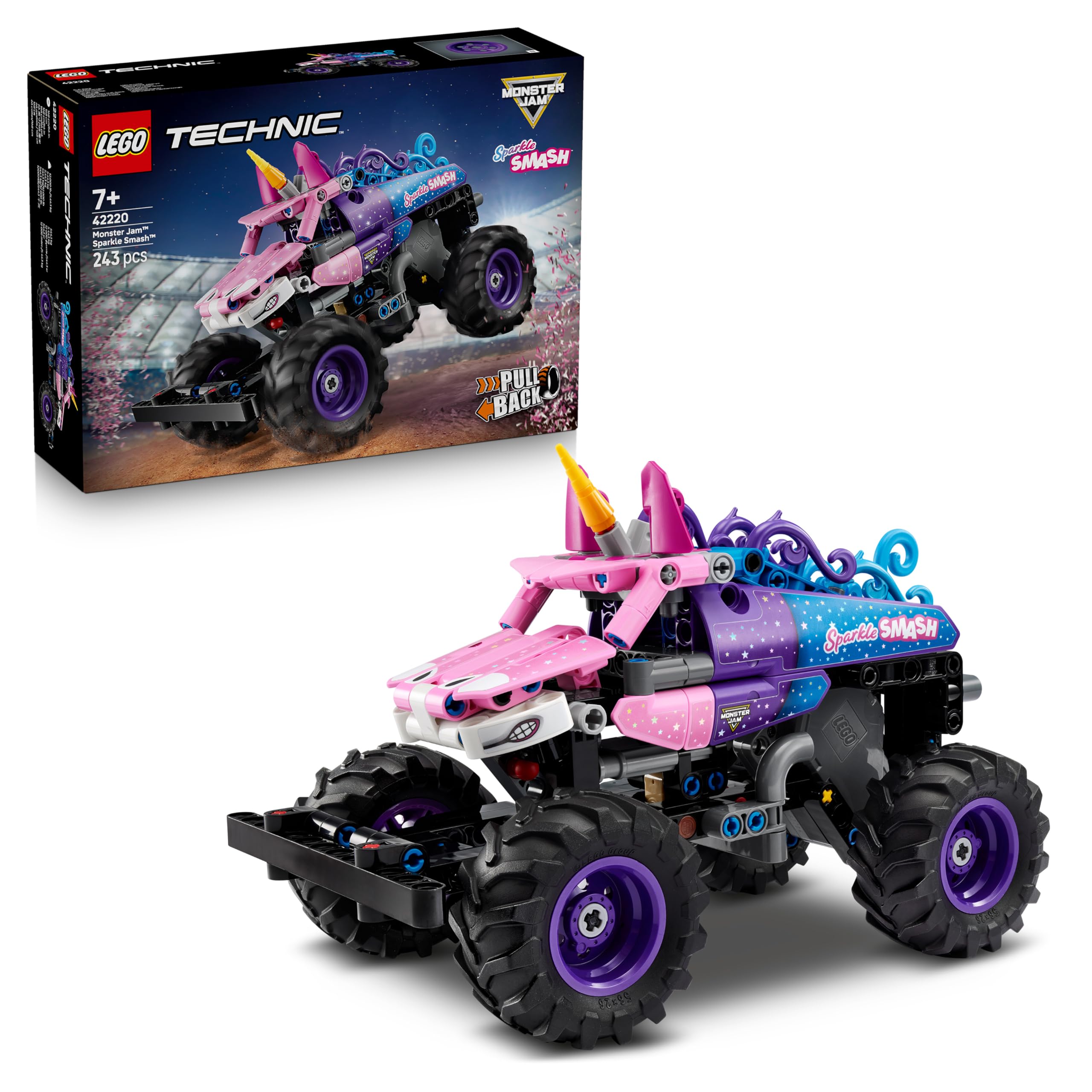 LEGO Technic Monster Jam Sparkle Smash Pull-Back Truck Toy 42220 | Ages 7+