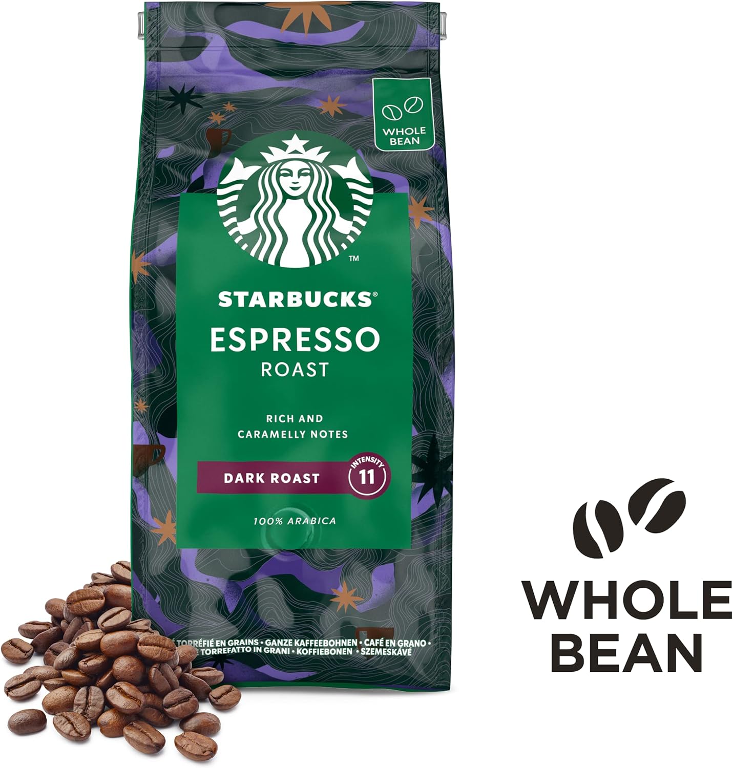 STARBUCKS - Espresso Roast Dark Roast Whole Bean Coffee 200g (Pack of 6) 5