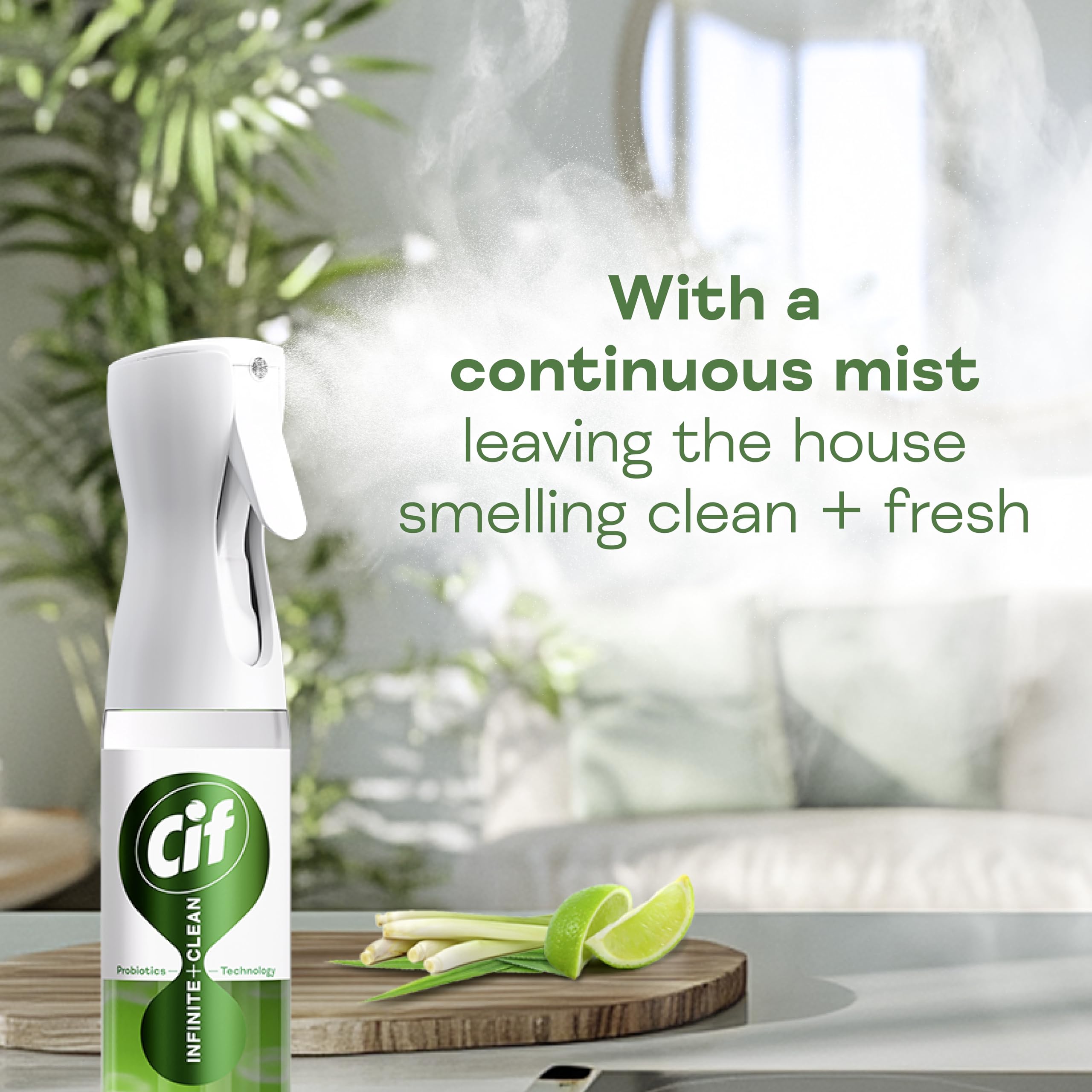 Cif Infinite Clean All-in-One Cleaner Spray Lime & Lemongrass | Probiotics Technology | 280 ml 3