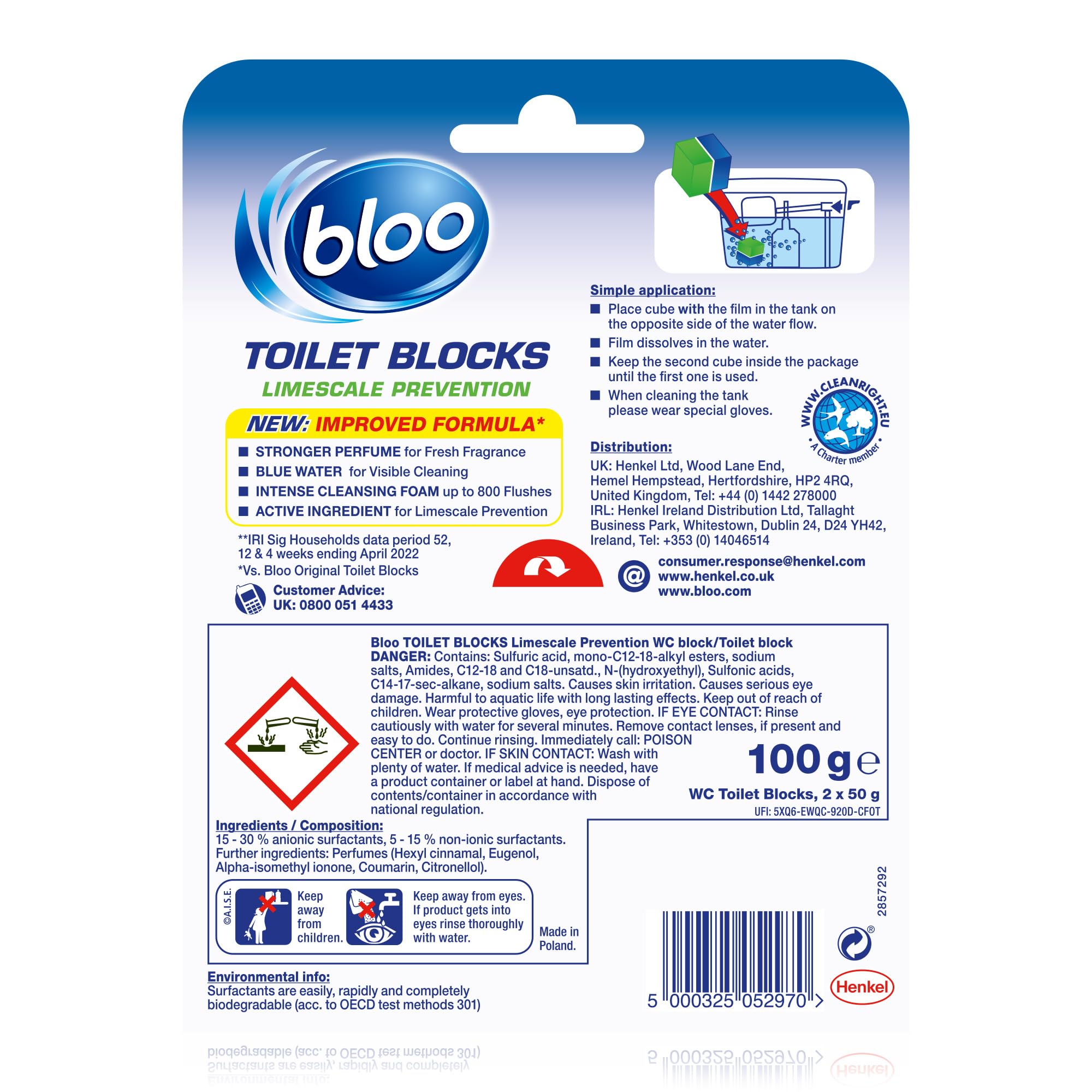 Bloo Toilet Cistern Blocks - Limescale Prevention & Freshness | Pack of 14