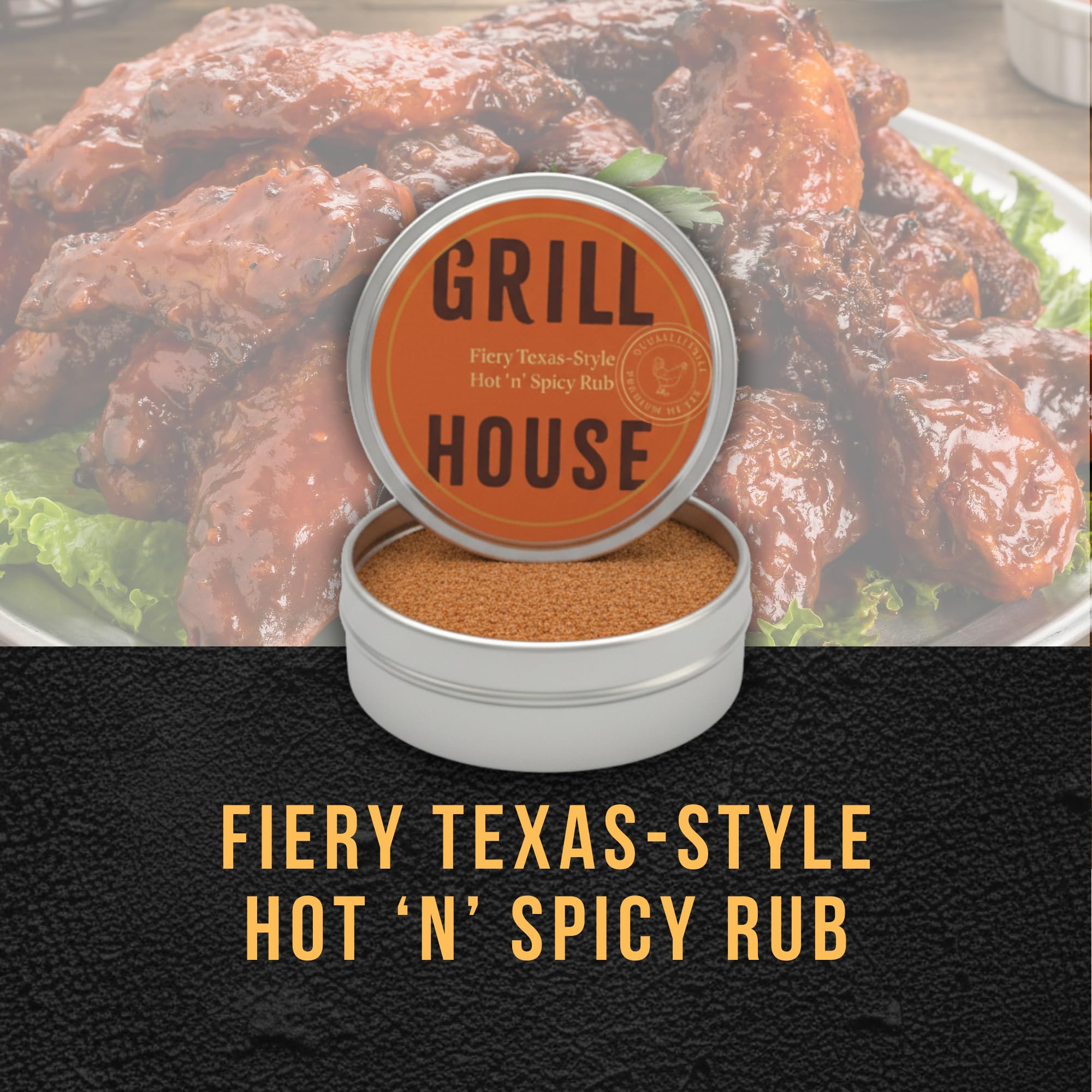 Grill House Wing Sauce & BBQ Rub Gift Set - 140 ml Hot Sauce, 2 x 20 g 14