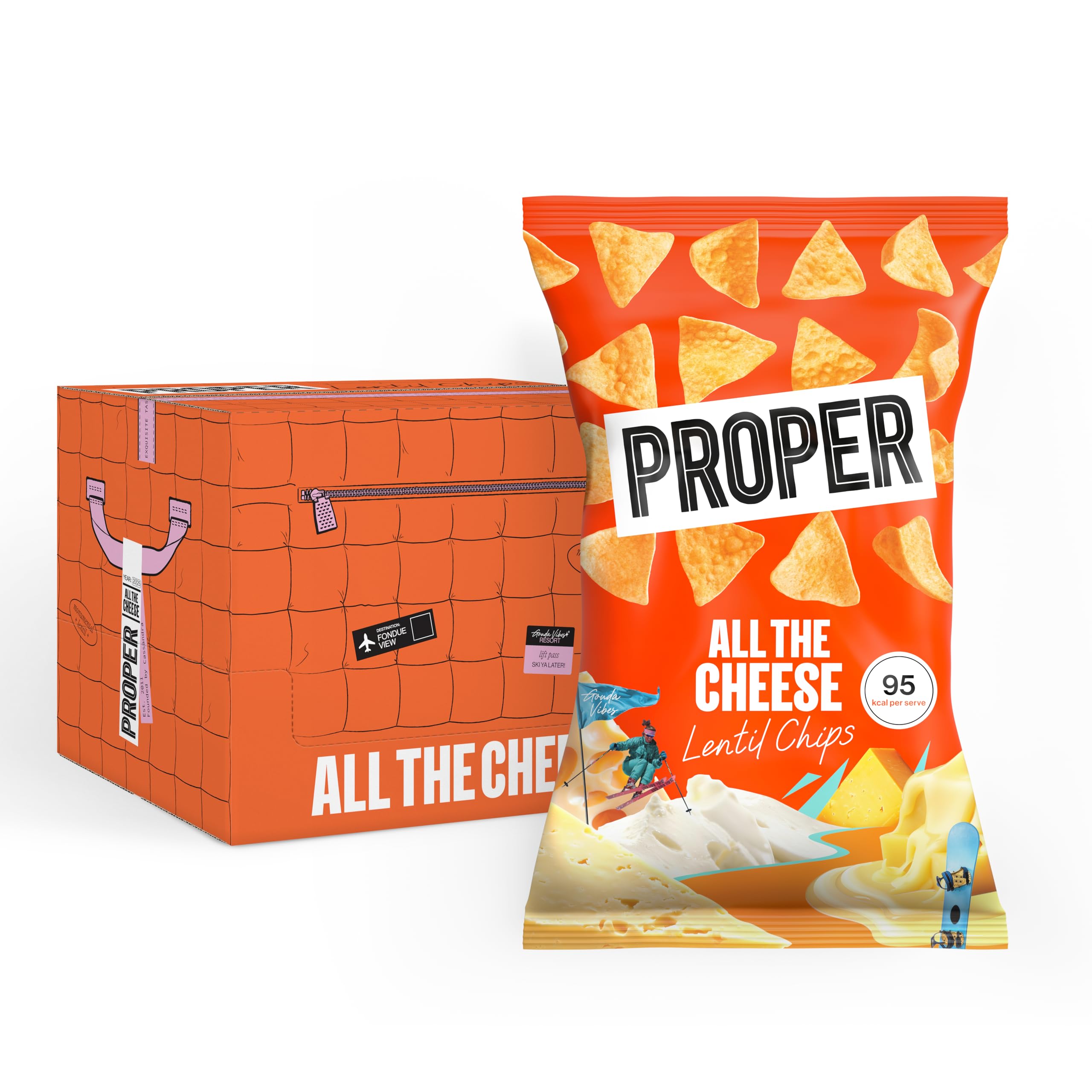 PROPER All the Cheese Lentil Chips - Protein Rich, Gluten Free | 8 x 85g Multipack 1