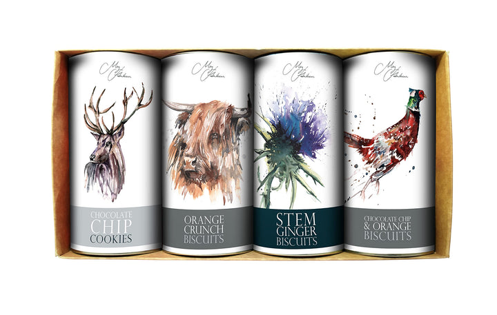 Meg Hawkins Farrah's of Harrogate 4 Drum Gift Set - Stag, Cow, Thistle, Pheasant
