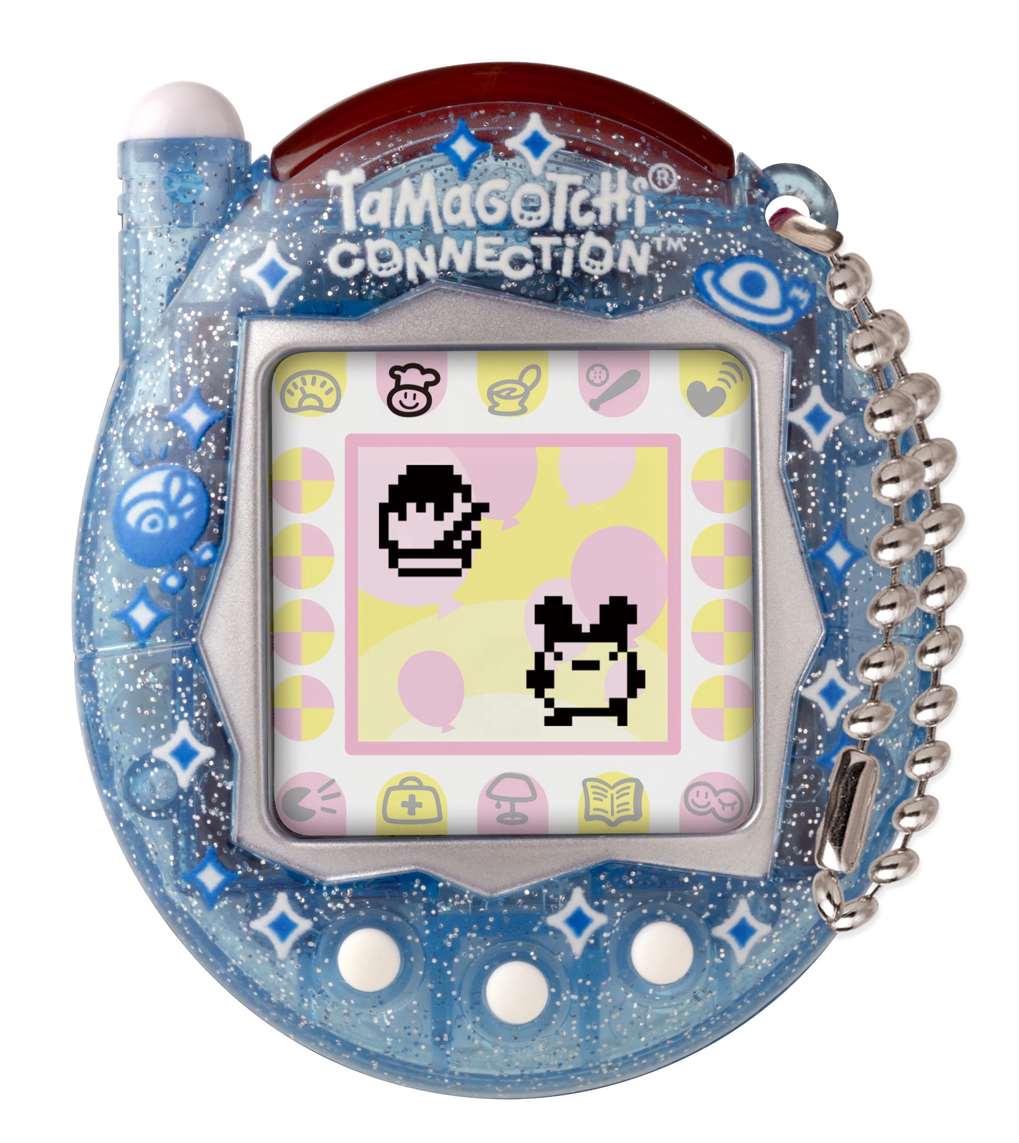 Tamagotchi Connection Digital Pet - Blue Glitter Shell with Infrared Connection for Kids 8+ 1