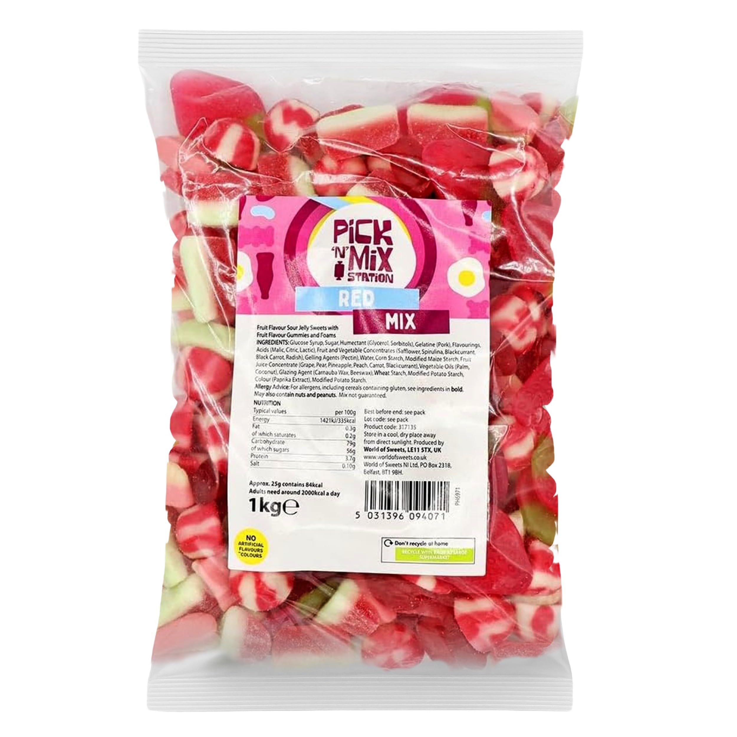 Bonds of London Pick 'n' Mix Station Red Mix Chewy Sweets | 1 kg Fruit Flavoured Assortment 1