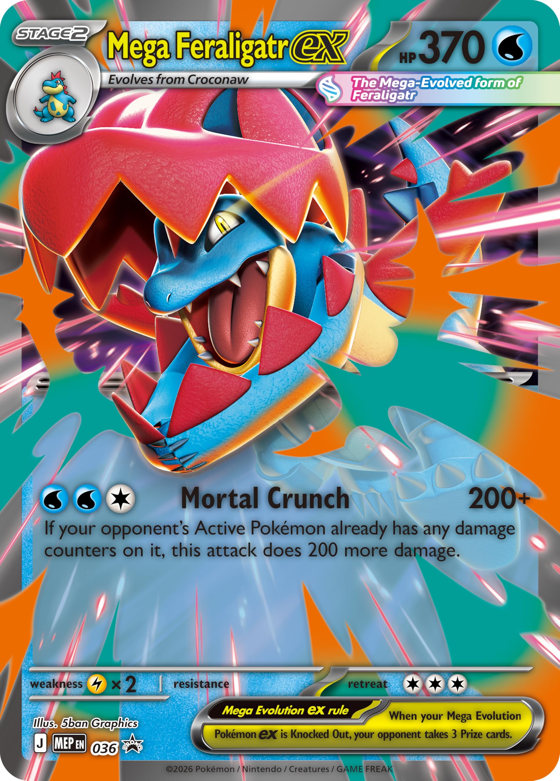 Pokémon Mega Feraligatr ex Box - Mega Evolution—Ascended Heroes Set | Includes 4 Booster Packs