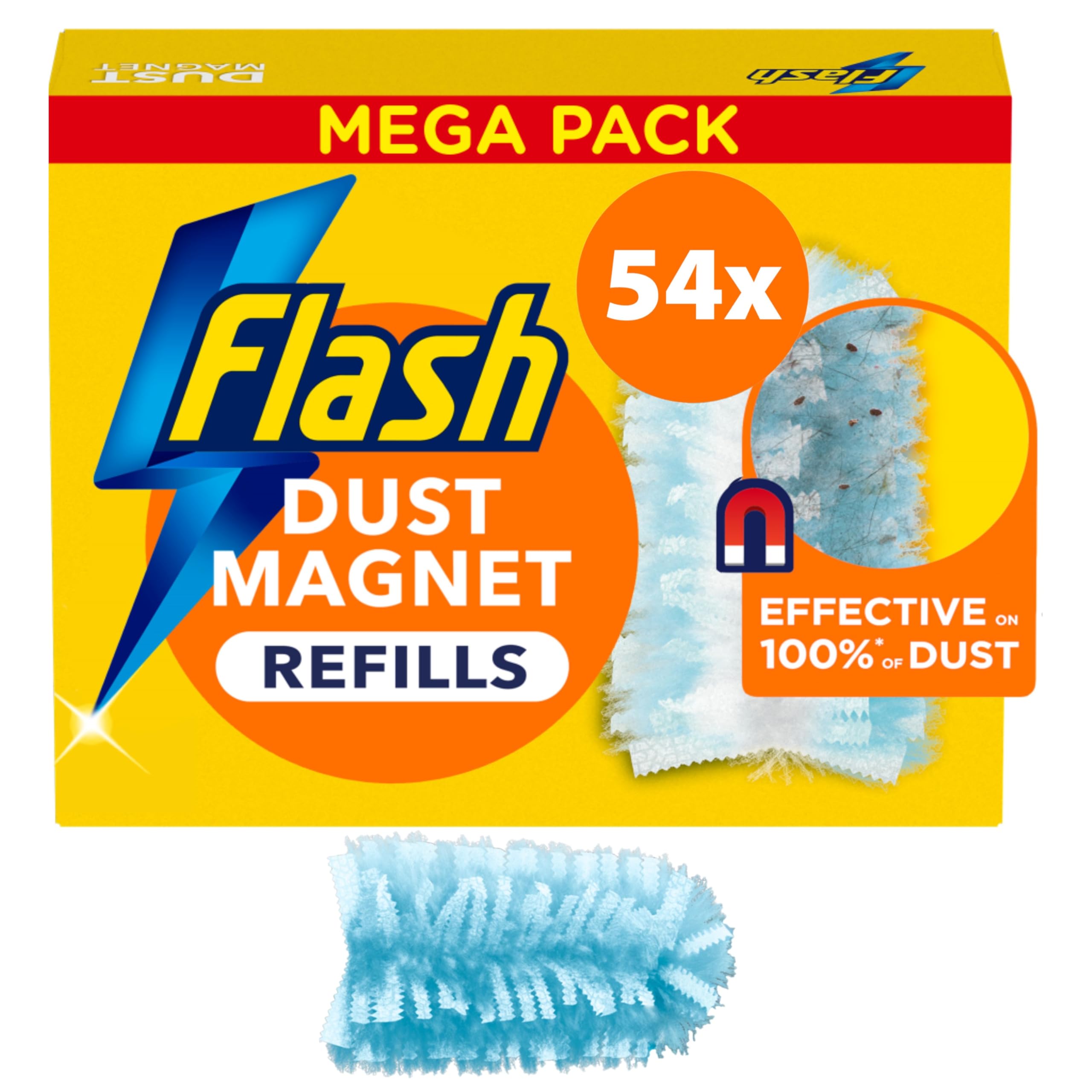 FLASH Duster Dust Magnet Refills - 54 Count (18x3) | Trap & Lock Technology | Pet Hair Removal 1