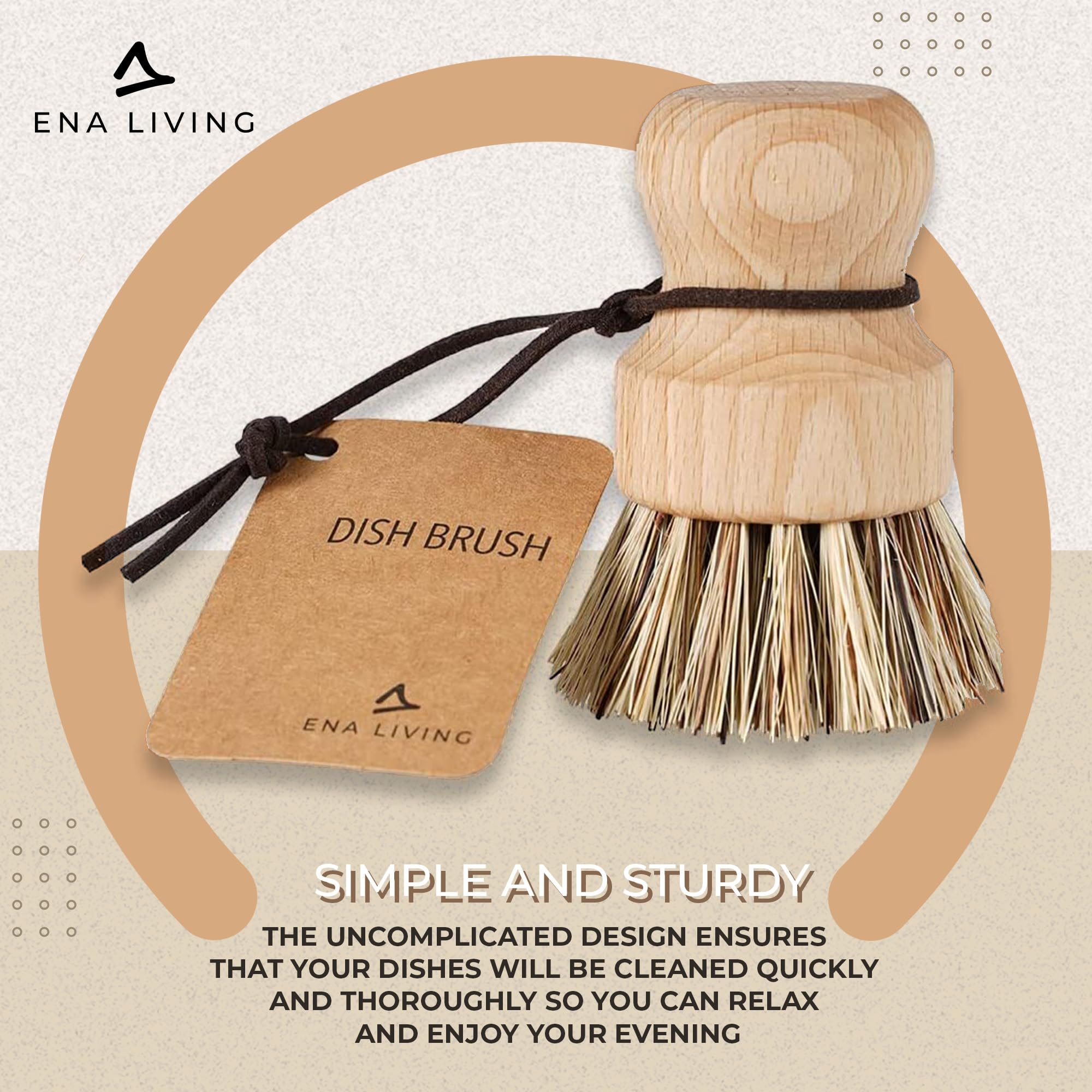 ENA Living - Wooden Pot Brush | FSC-Certified Beechwood with Coconut Fiber Bristles (9x6 cm) 13