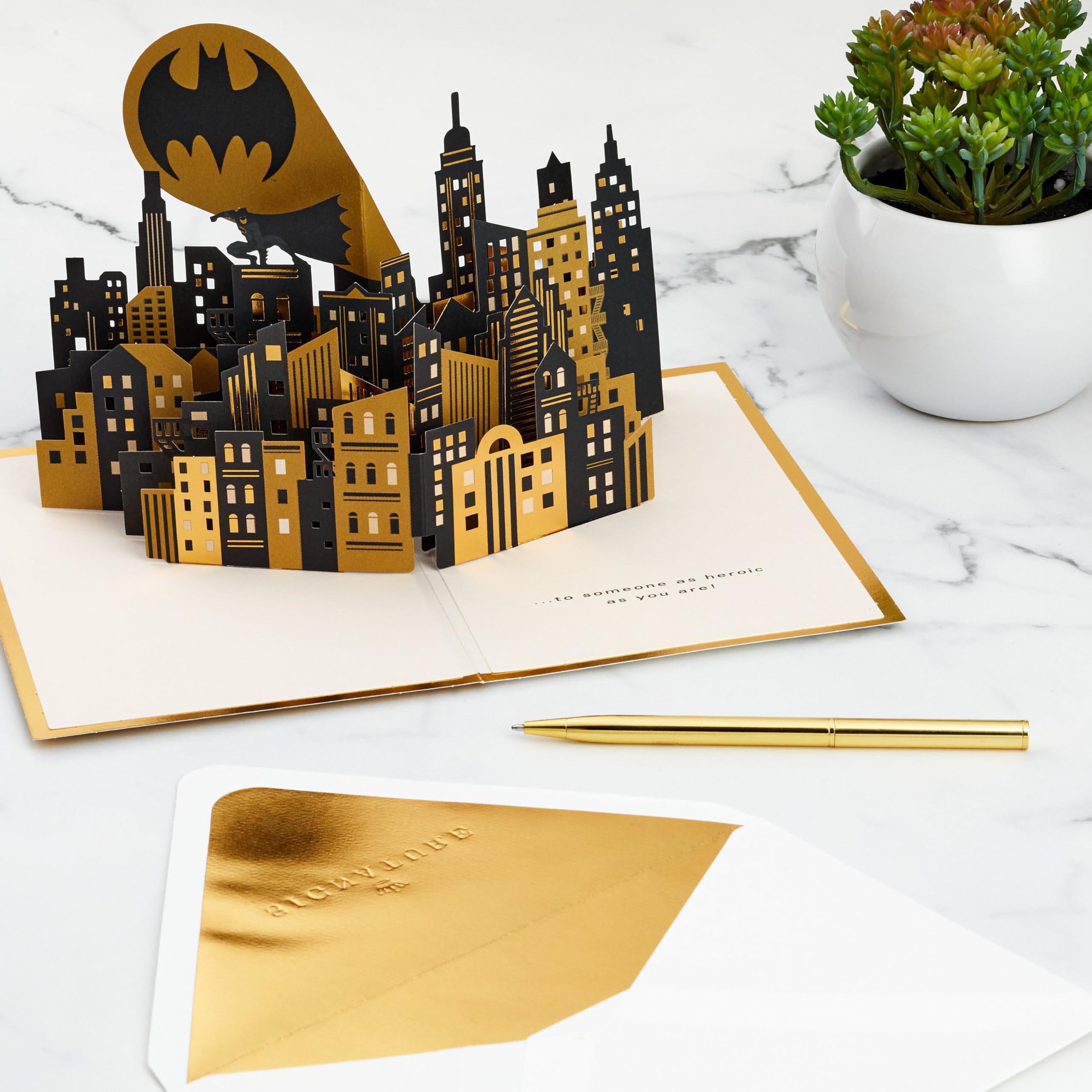 Hallmark Batman 3D Pop-Up Seasonal Card with Gold Foil Details | Birthday, Father's Day 7
