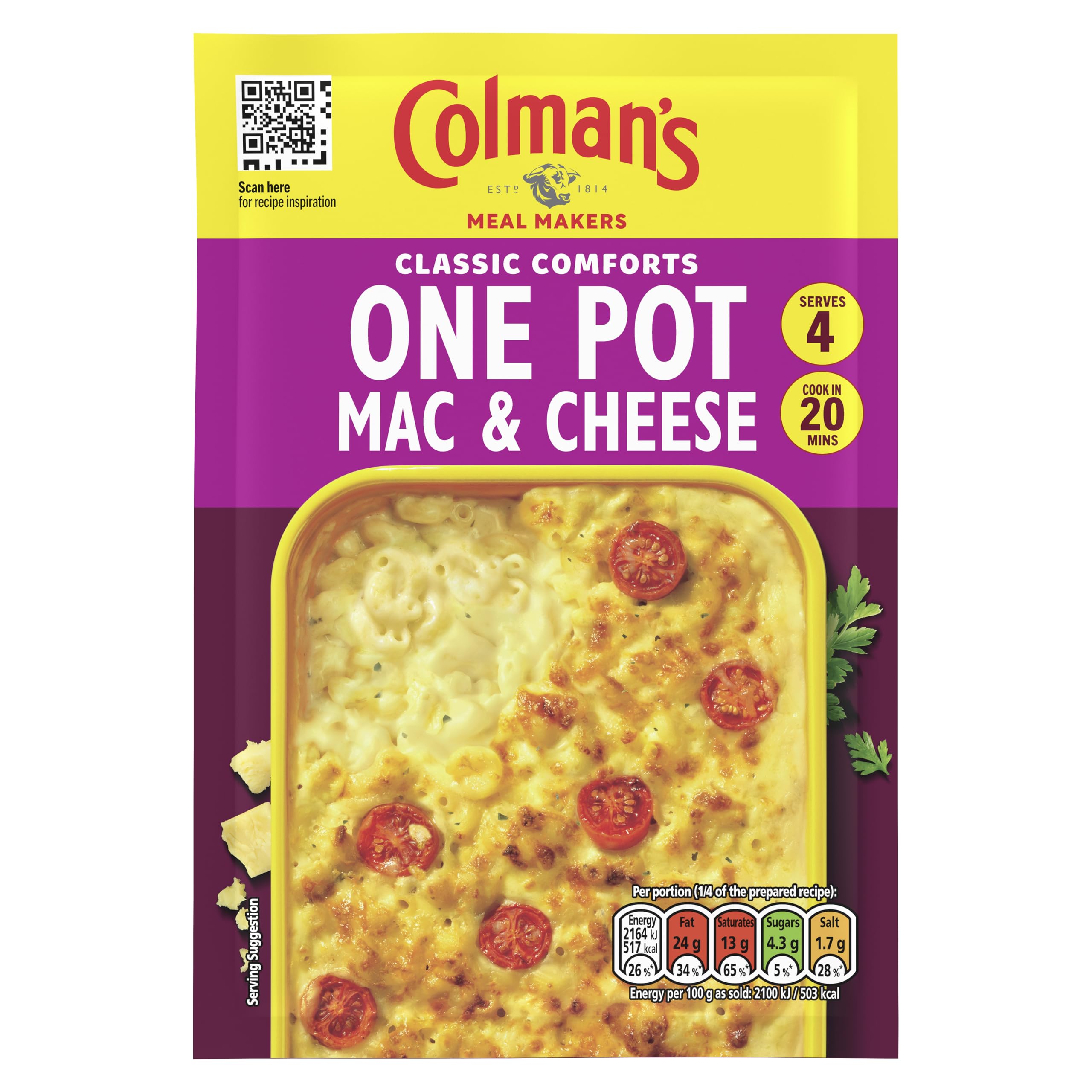 Colman's One Pot Mac and Cheese Meal Maker Mix - 4 Servings | 40g