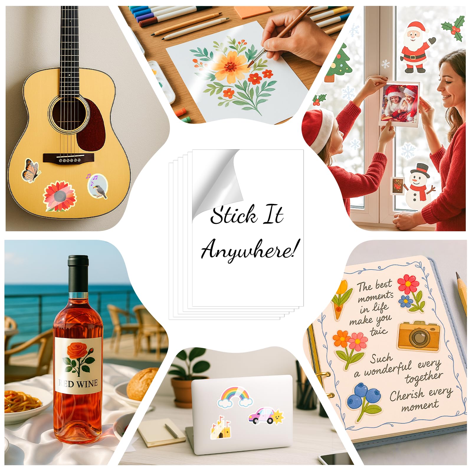 Euqvunn Glossy White Inkjet Sticker Paper - 18 A4 Sheets | Water-Resistant Vinyl 8