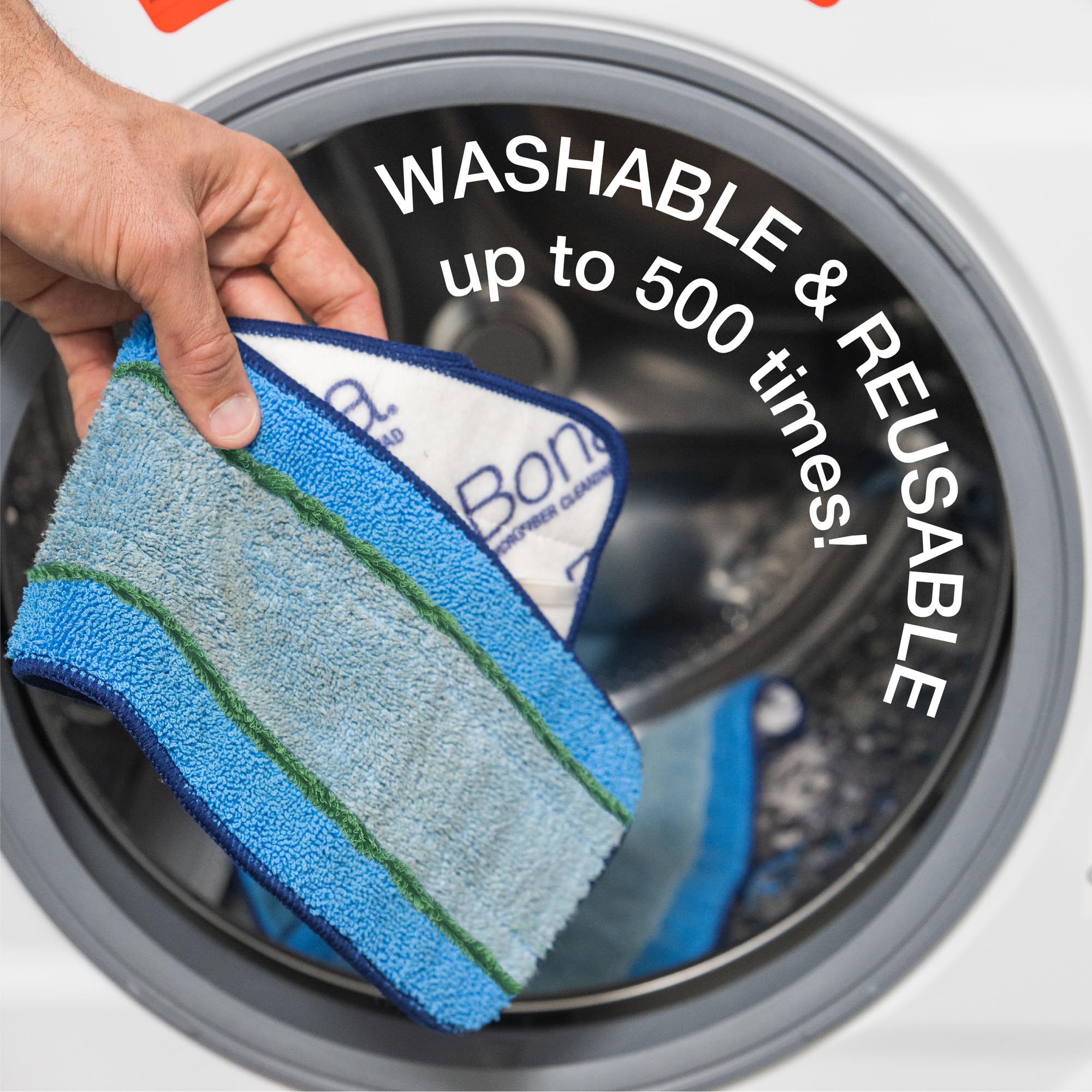 Bona OxyPower Microfibre Deep Cleaning Pad - Removes 99% Bacteria | Fits All Bona Mops | Blue/Green 7