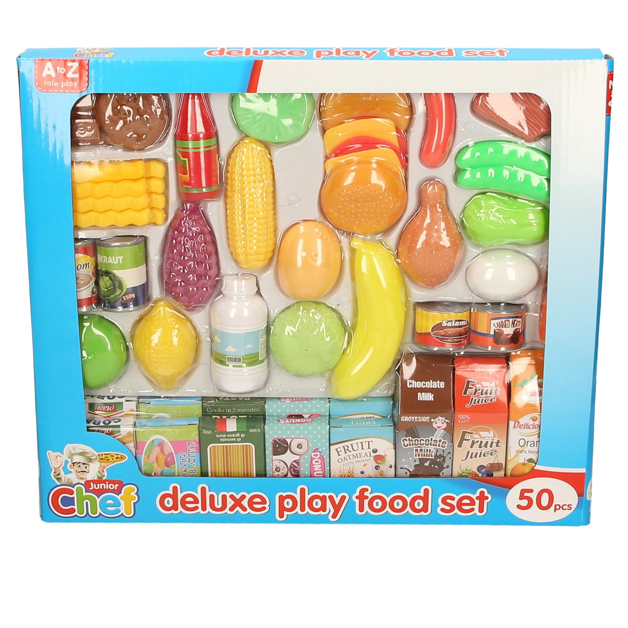 Junior Chef Deluxe Play Food Set - 50 Pieces, Educational Role Play Toys for Children