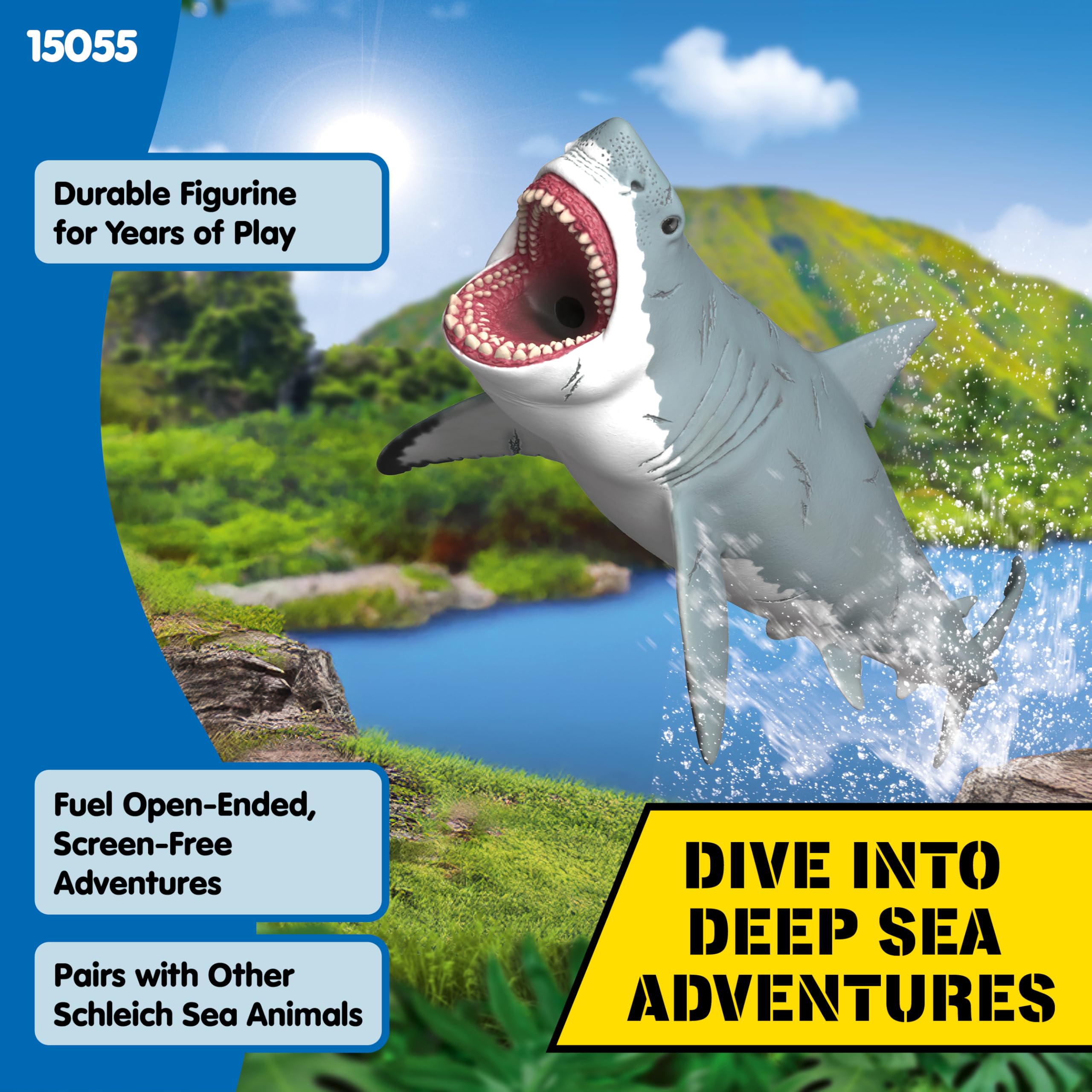 Schleich Megalodon Shark Figurine - Ultra-Realistic Prehistoric Animal Toy | Model 15055 4