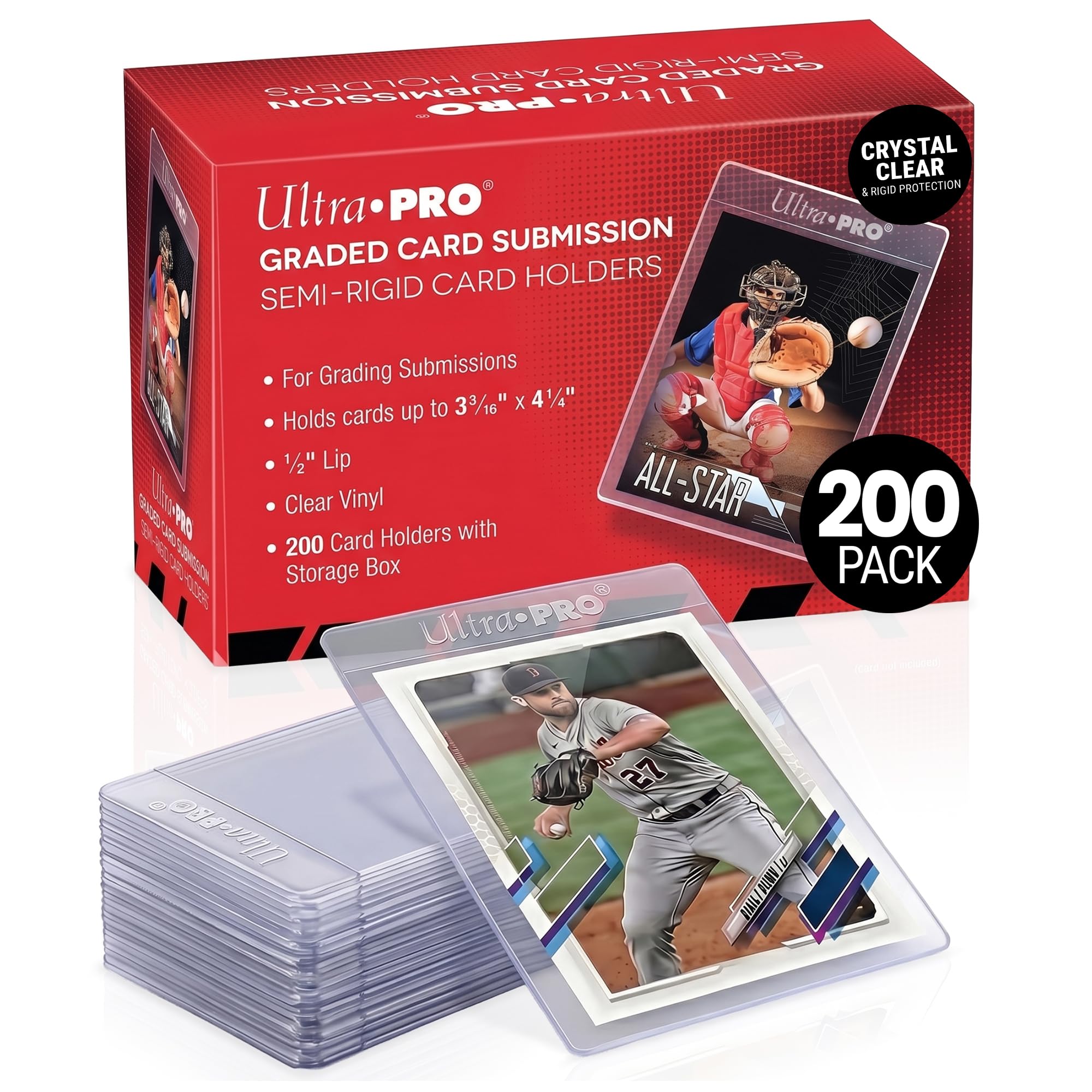 Ultra Pro Semi-Rigid Tall Card Sleeves - 200 Count | Grading Submission Ready | Holds Cards up to 3-3/16" x 4-1/4" 1