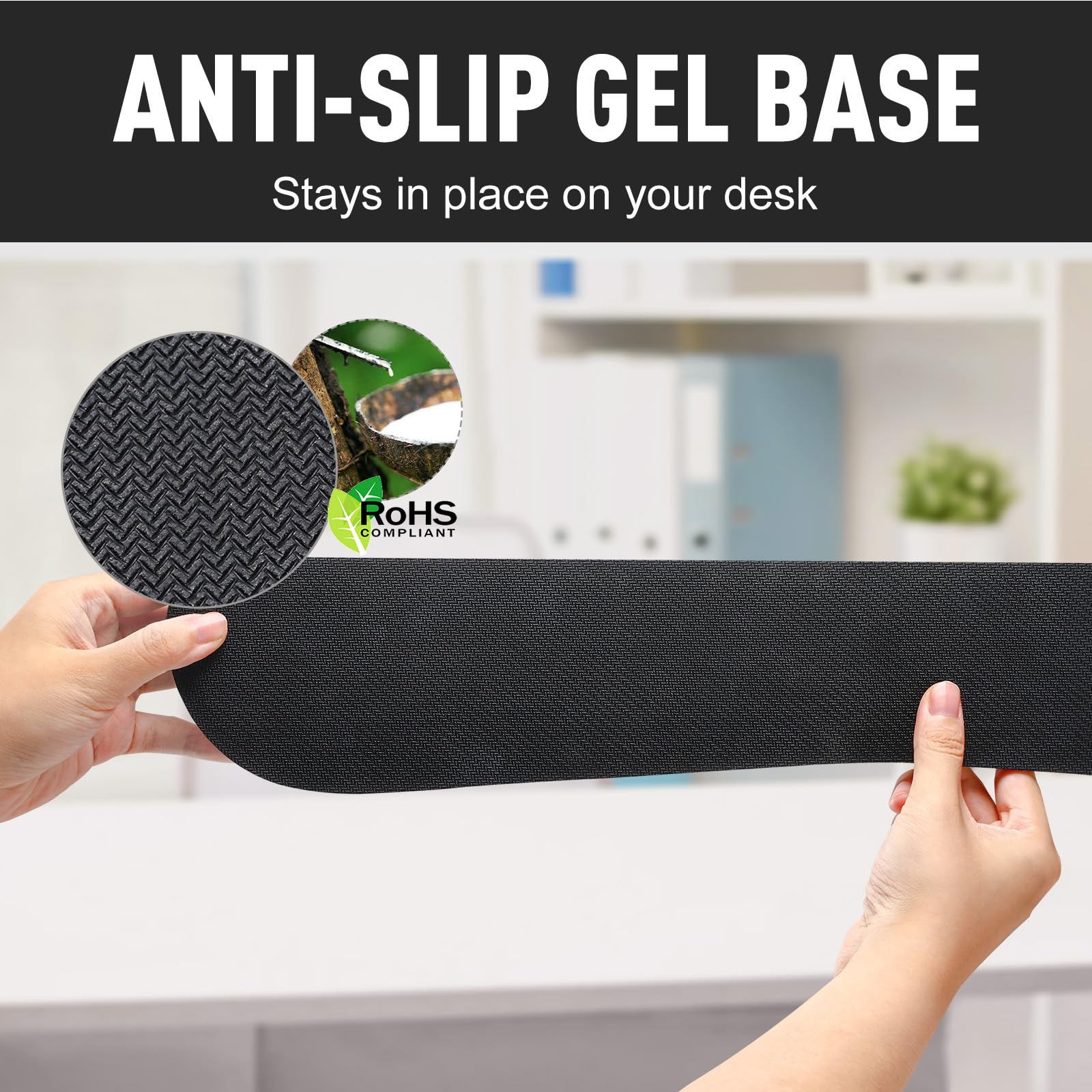 Gimars Enlarge Silky Gel Memory Foam Wrist Rest for Keyboard and Mouse | 3CM Thick | Black 6
