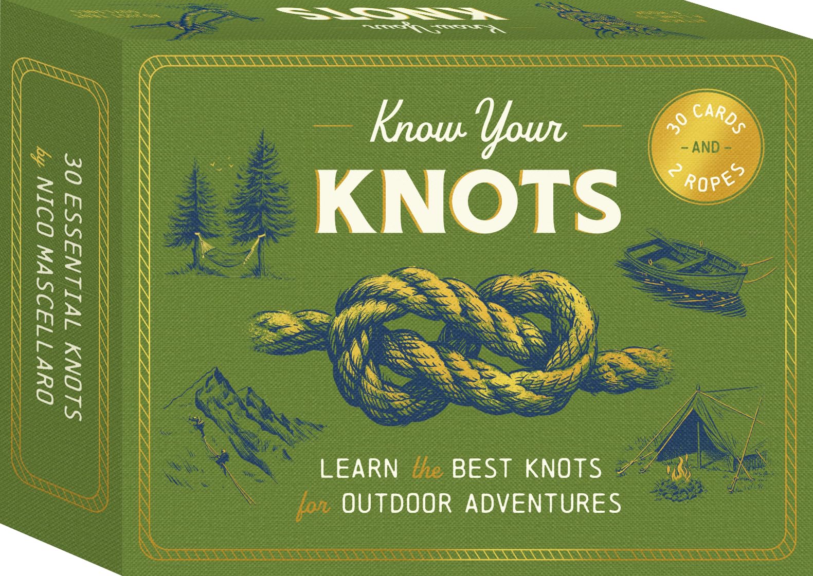 Kaddo Know Your Knots - Learn Essential Knots for Outdoor Adventures | 30 Instruction Cards, 2 Practice Ropes