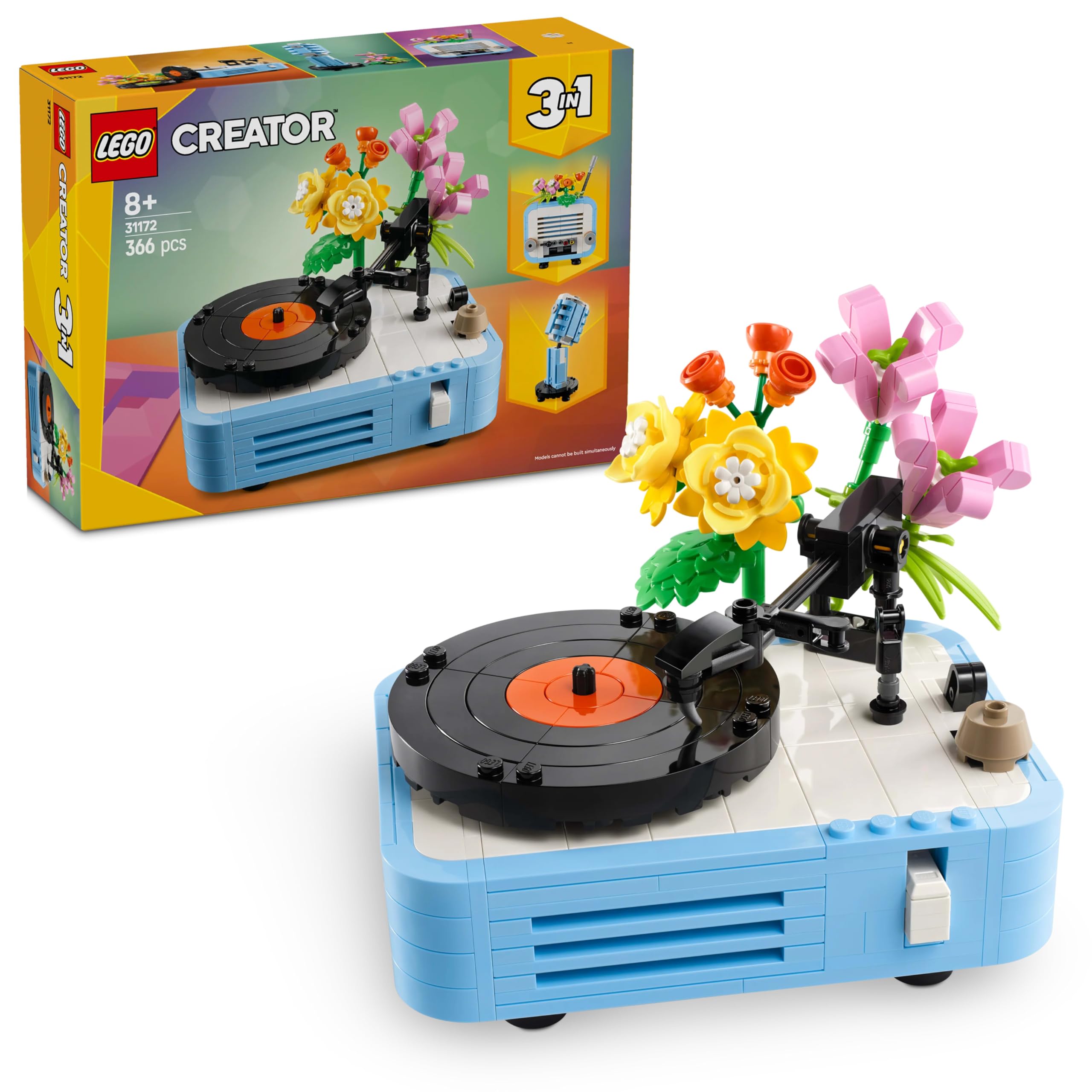 LEGO Creator 3in1 Record Player with Flowers Building Set - Rebuilds into Radio or Microphone, 366 Pieces 1
