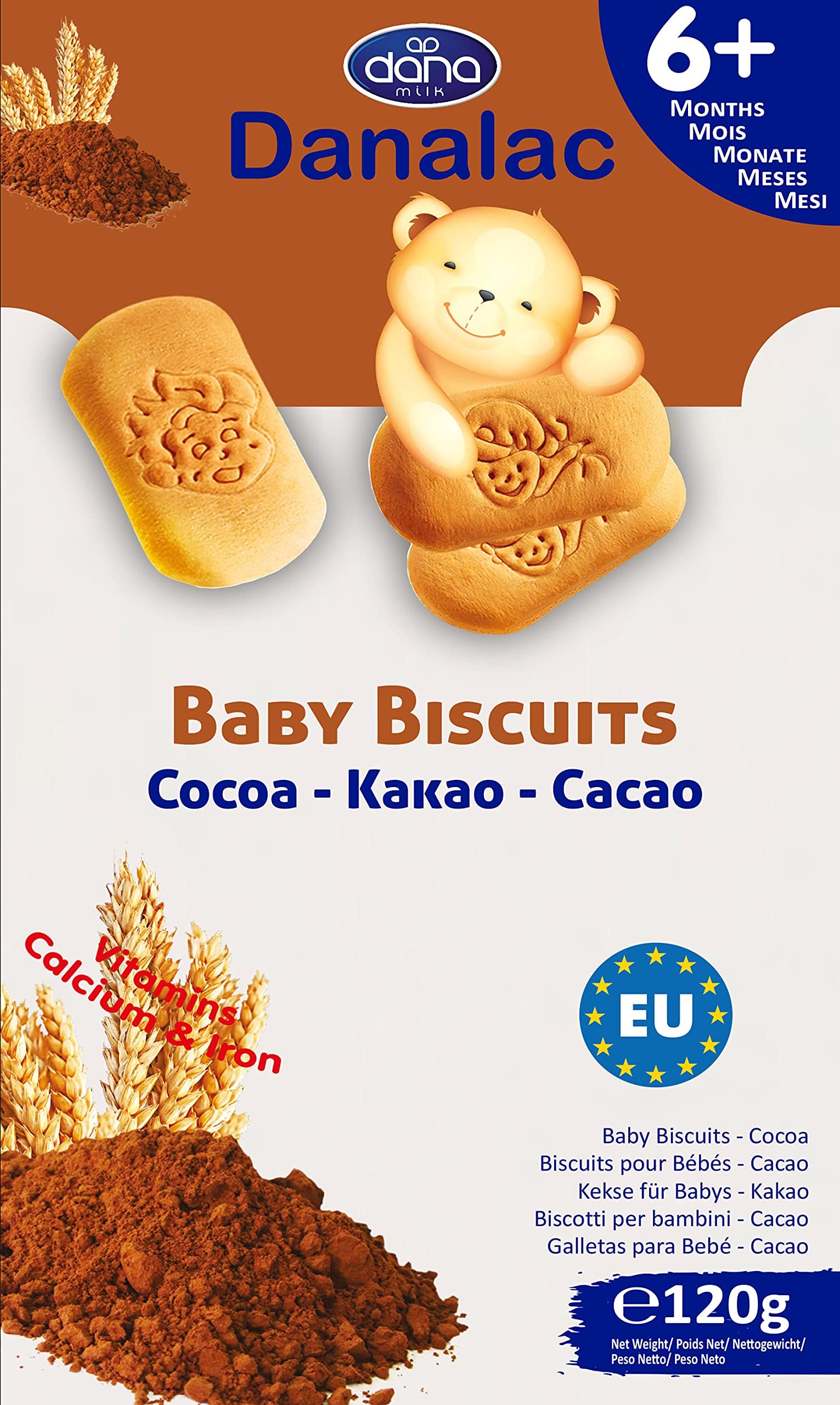 Danalac Cocoa Baby Biscuits 120g - Finger Food Snack for Toddlers 6+ Months