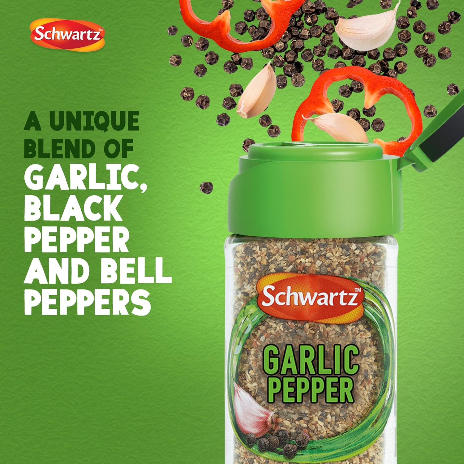 Schwartz Garlic Pepper 45g Jar - Pack of 6 | Garlic and Black Pepper Seasoning Blend 3
