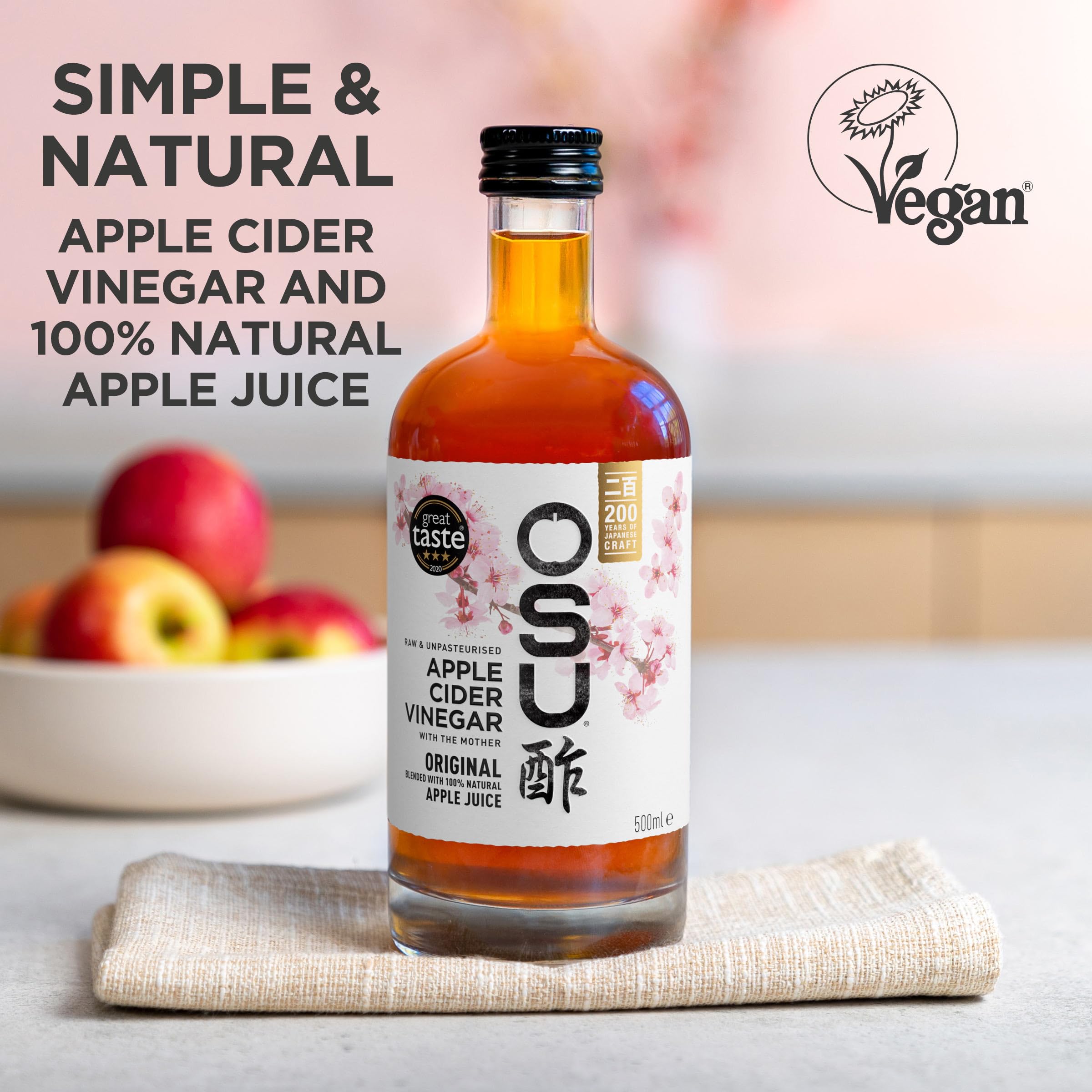 OSU Apple Cider Vinegar with The Mother & Apple Juice - Raw, Unpasteurised, Vegan Certified - 500 ml 5