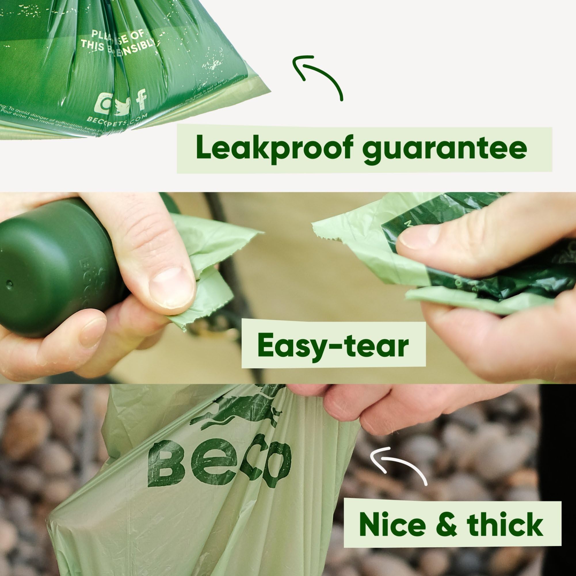 Beco Strong & Large Poop Bags - 270 Bags (18 Rolls) - Unscented | Leakproof | Recycled Material 4