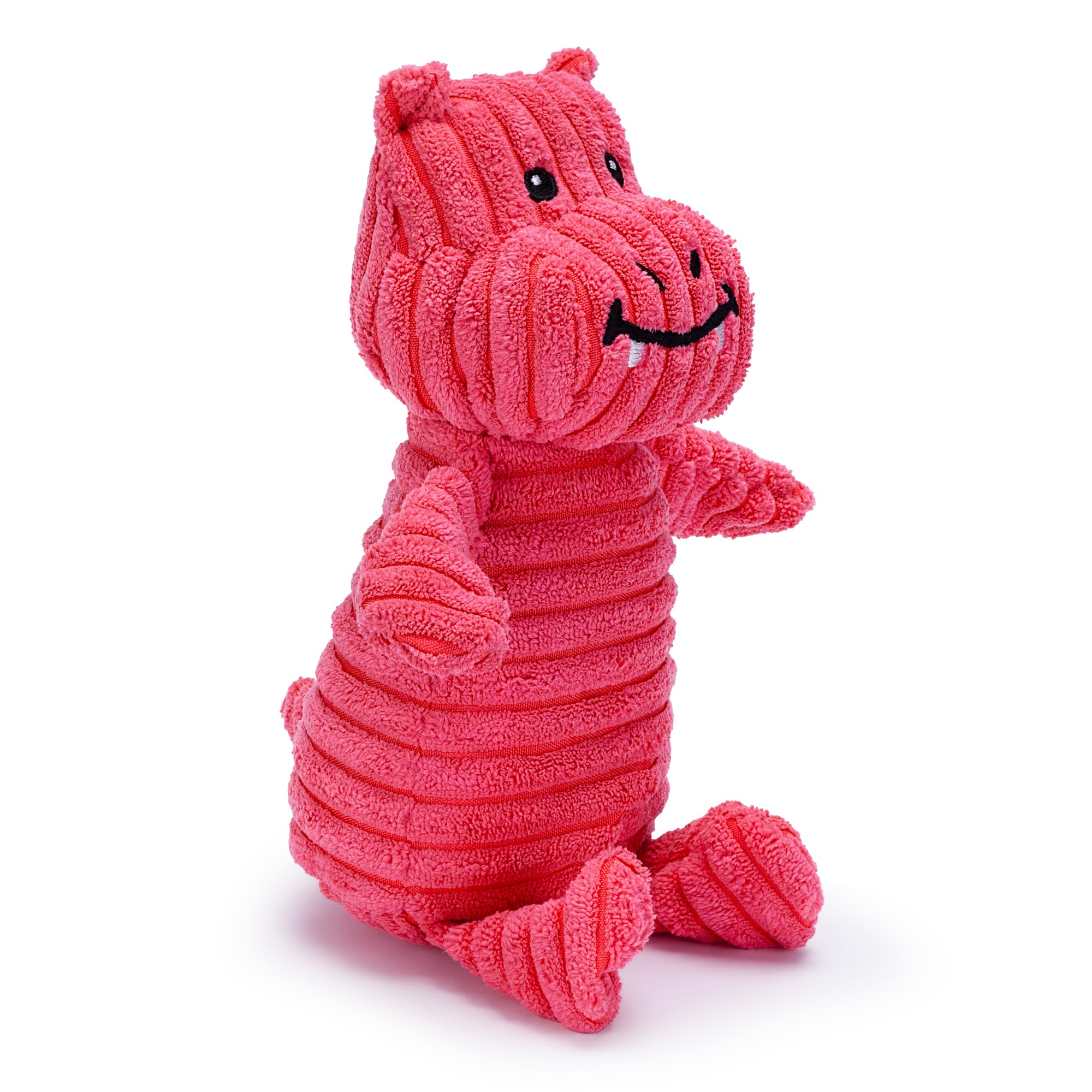 Zappi Co Pink Hippo/Dragon Corduroy Squeaky Plush Dog Toy for Medium Breeds 4