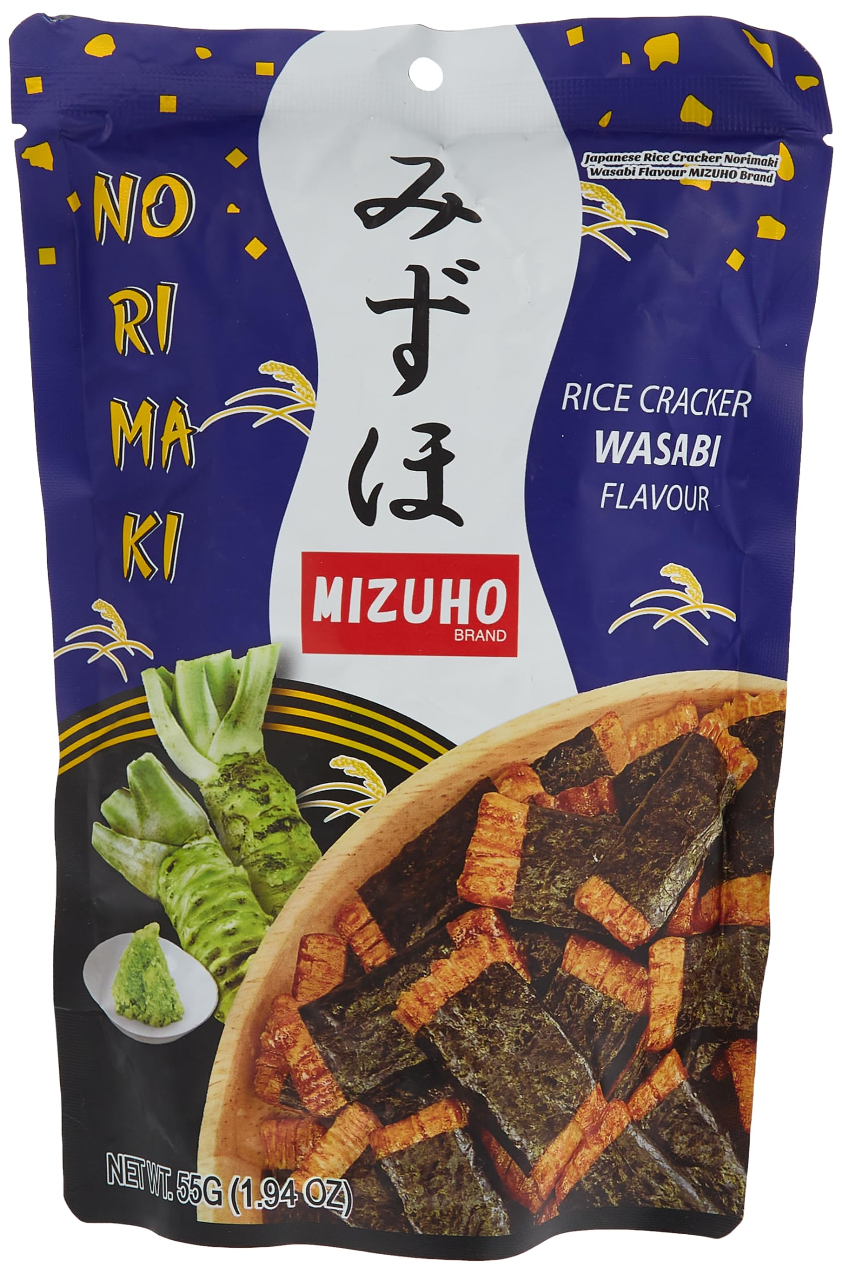 Mizuho - Rice Cracker Wasabi Norimaki Japanese Seaweed-Wrapped Snack 3