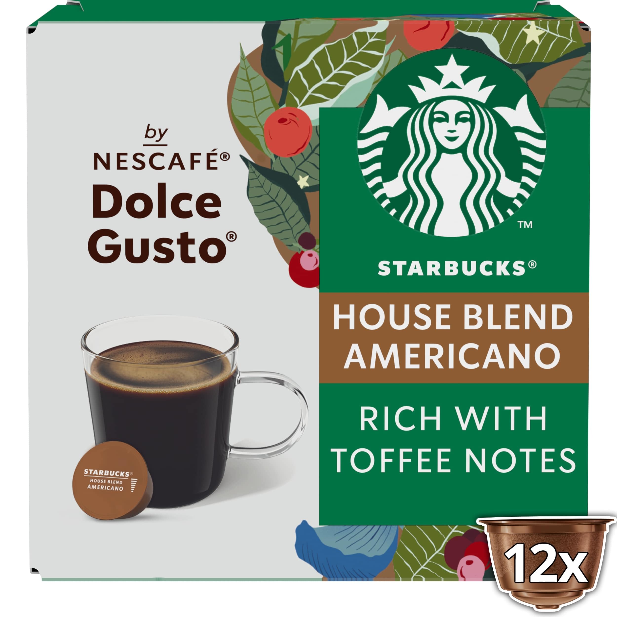 STARBUCKS Americano House Blend Medium Roast Coffee Pods for NESCAFÉ Dolce Gusto | 72 Count (6 x 12)