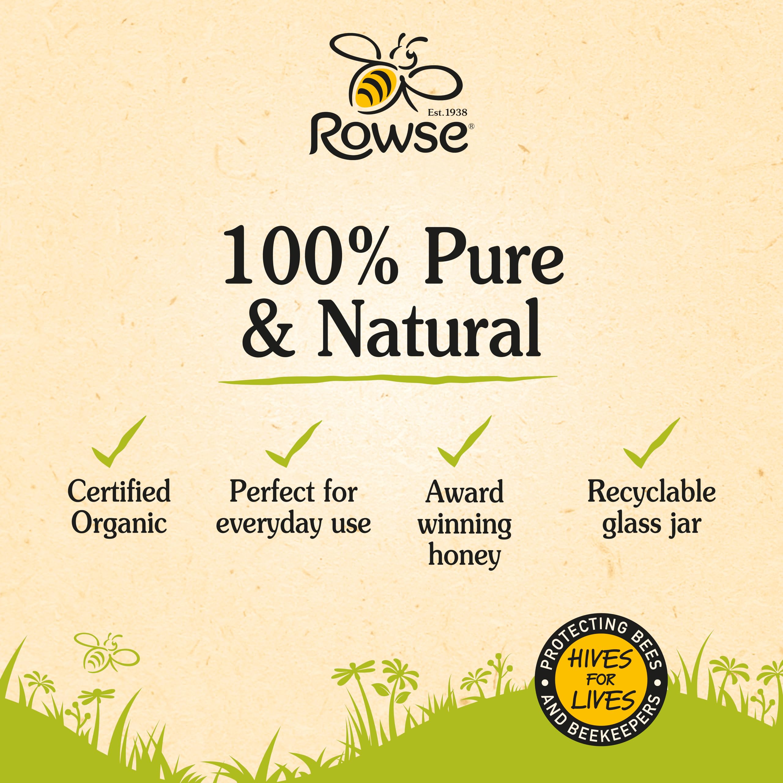 Rowse Organic Honey - 100% Pure & Natural Squeezy Bottle | 340g