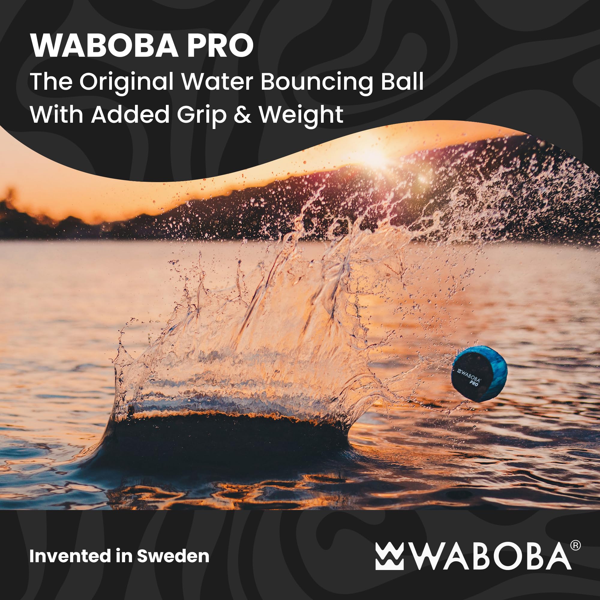Waboba Pro Water Bouncing Ball - Firm Gel Core | Bounces on Water | Color Chaos 2
